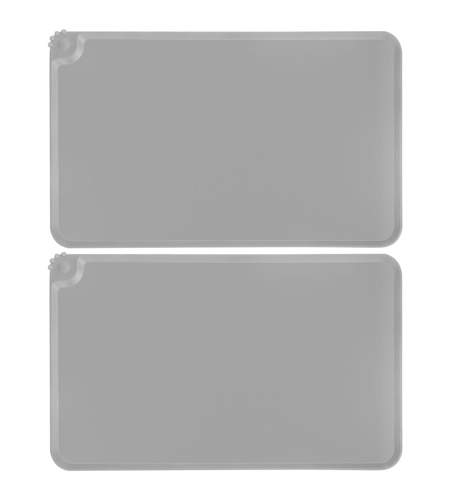 Newofview Waterproof Pet Feeding Mat - 2 Pieces Slipproof Silicone for Dogs & Cats 48x30cm - Gray Bowl Pad - Buy Online on GoSupps.com