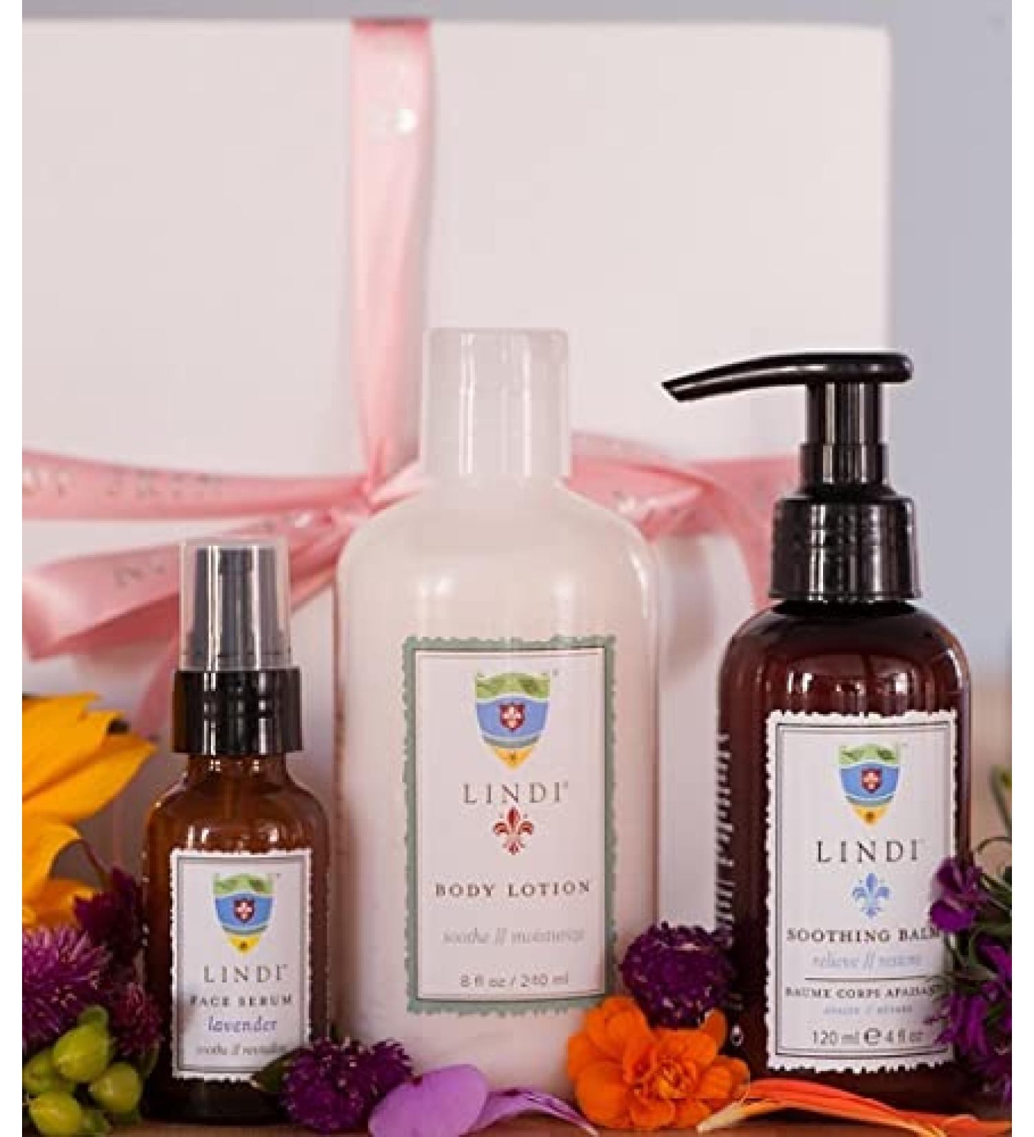 LINDI SKIN Vital Hydration Oncology Skincare Collection Gift Set That Includes Lavender Face Serum Body Lotion and Soothing Balm - Non-Irritating Hydrating Products for Dry & Itchy Skin - Buy Online on GoSupps.com