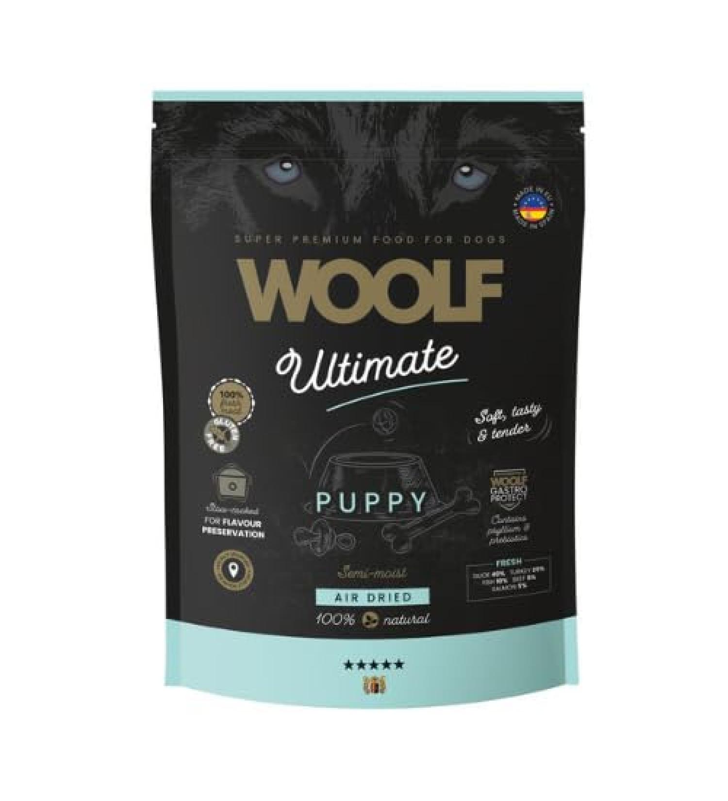 Complete food for puppies | Soft semi-moist texture | Limited natural ingredients | Rich in meat, duck, turkey, salmon | Omega 3 brain development | 1 kg format