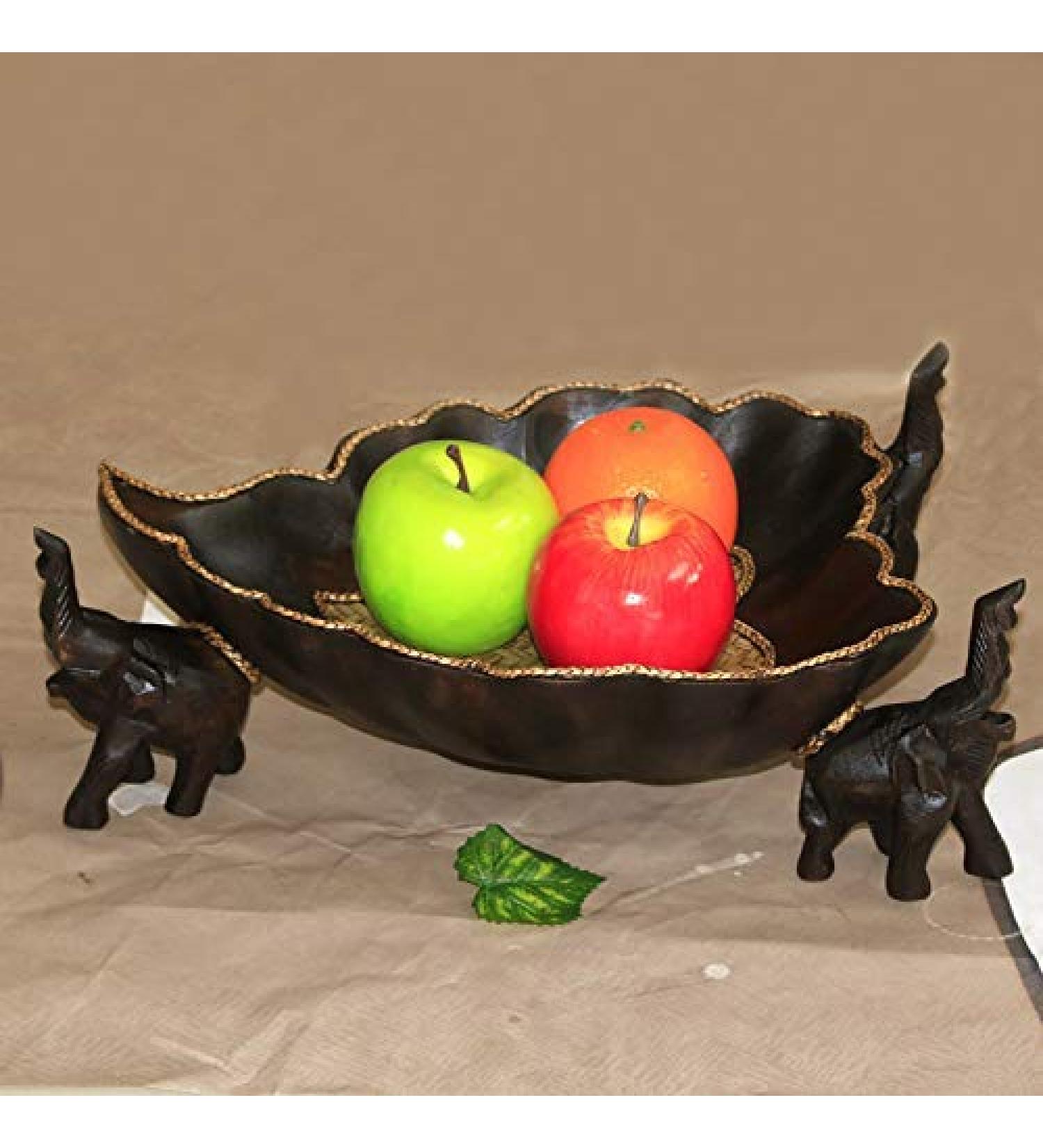 SHAOHUASC Well Made Piece of Art Thai Solid Wood Fruit Bowl Simple Modern Living Room Coffee Table Decorated Bamboo Elephant - Buy Online on GoSupps.com