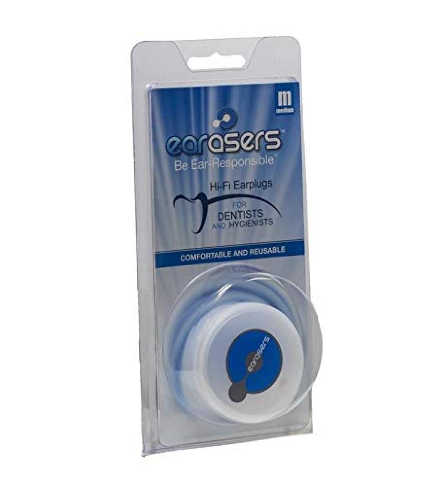 EARasers Dentists Earplugs for Work - Reusable Comfortable Soft Silicone Earplugs for Hygienists - Small
