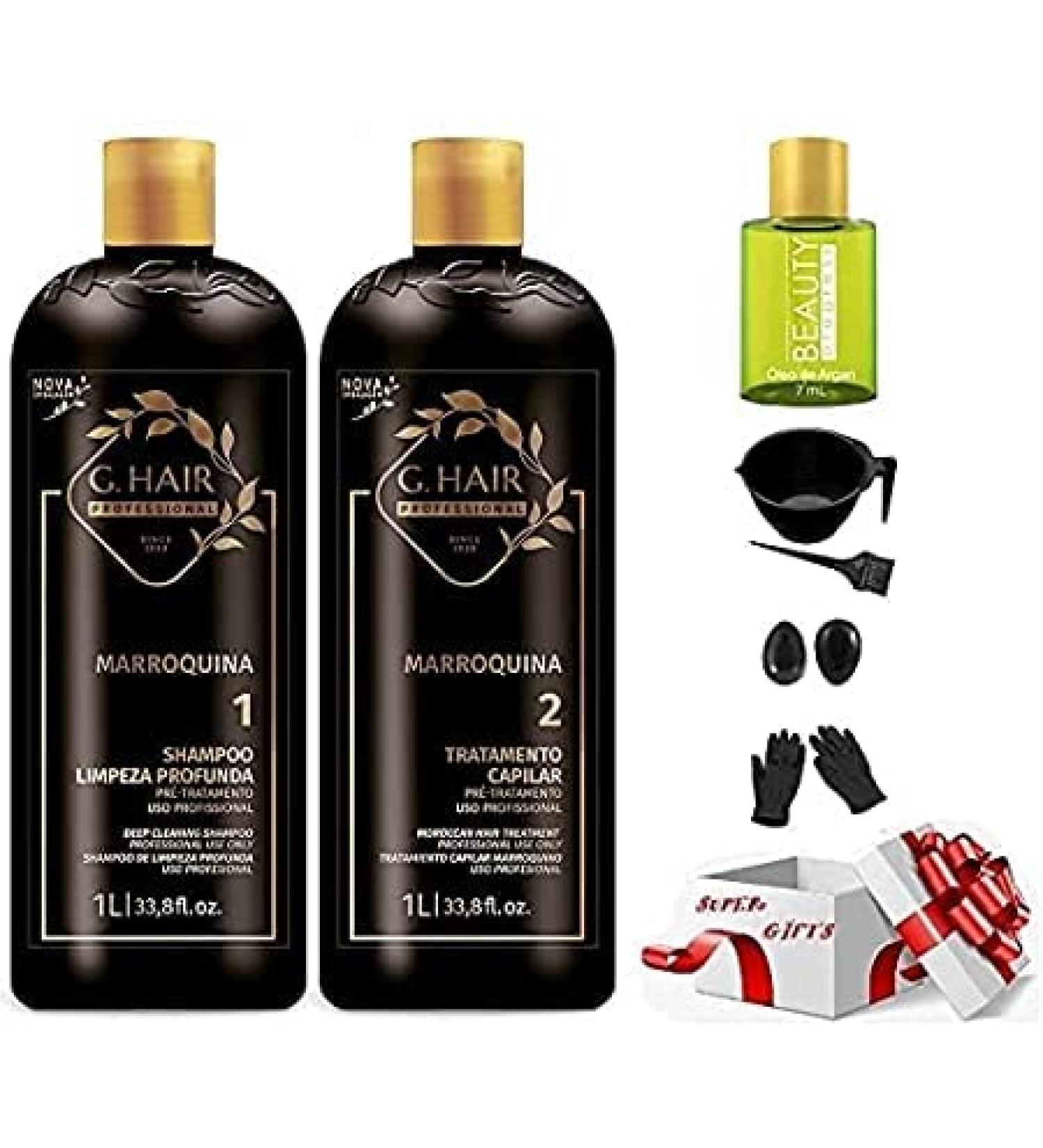G.Hair Marroquina Brazilian Keratin Treatment 2L | Progressive Brush for Smoothing & Straightening | Volume Reducer | 100% Straight Hair | Free Gifts $30 Value - Buy Online on GoSupps.com