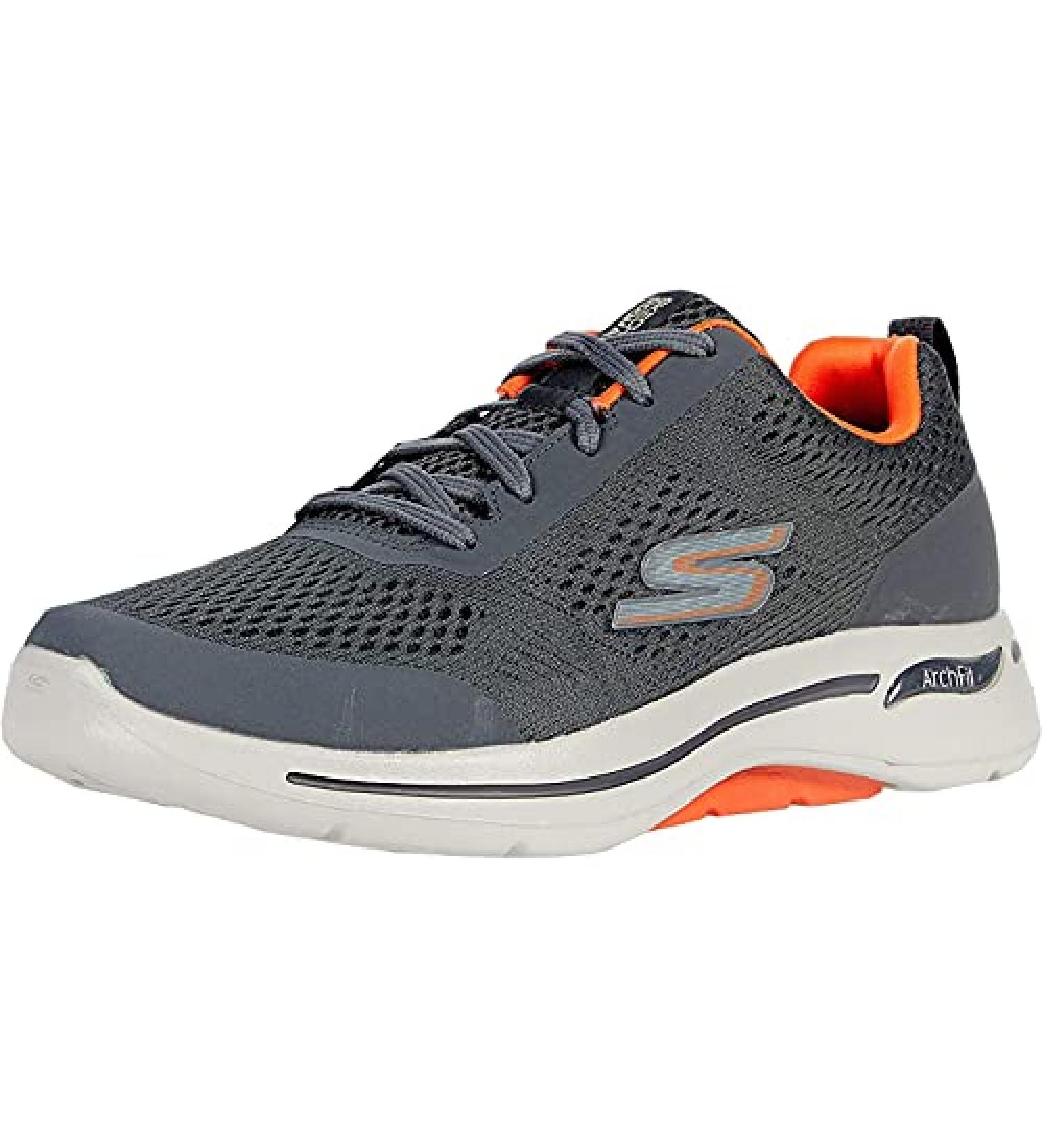 Skechers Men's GoWalk Arch Fit Athletic Walking Shoe 12 Charcoal/Orange - Buy Online on GoSupps.com