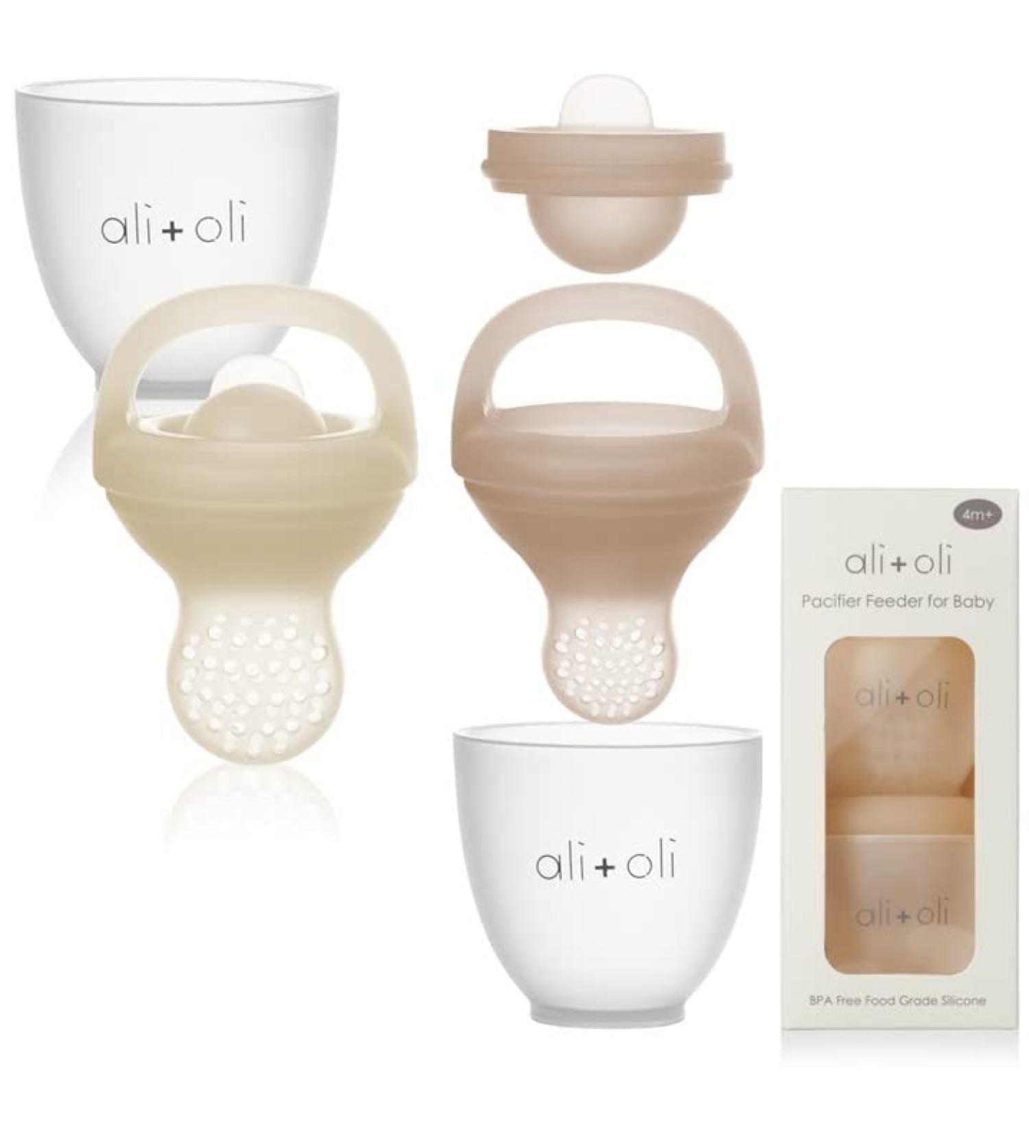 Ali+Oli Food & Fruit Feeder Pacifier Set for Baby - BPA-Free Silicone Teether for Infant & Toddler - Fruit Teethers (Oat & Coco) - 2 Sizes in 1-pk - Buy Online on GoSupps.com