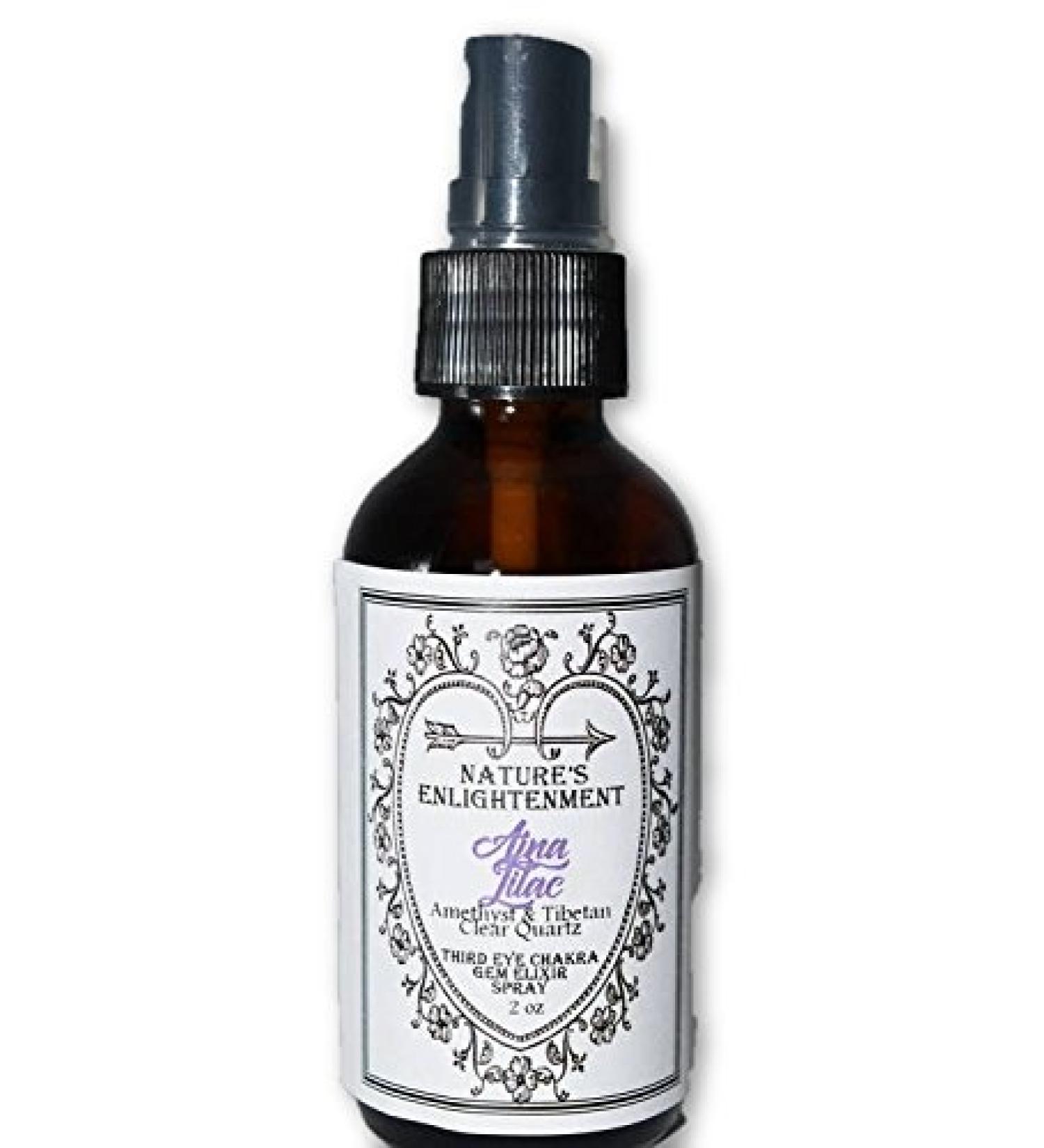 Nature's Enlightenment Third Eye Chakra Gem Elixir Spray- Amethyst- Lilac- Ajna Chakra-Fragrance Spray with Crystals - Buy Online on GoSupps.com