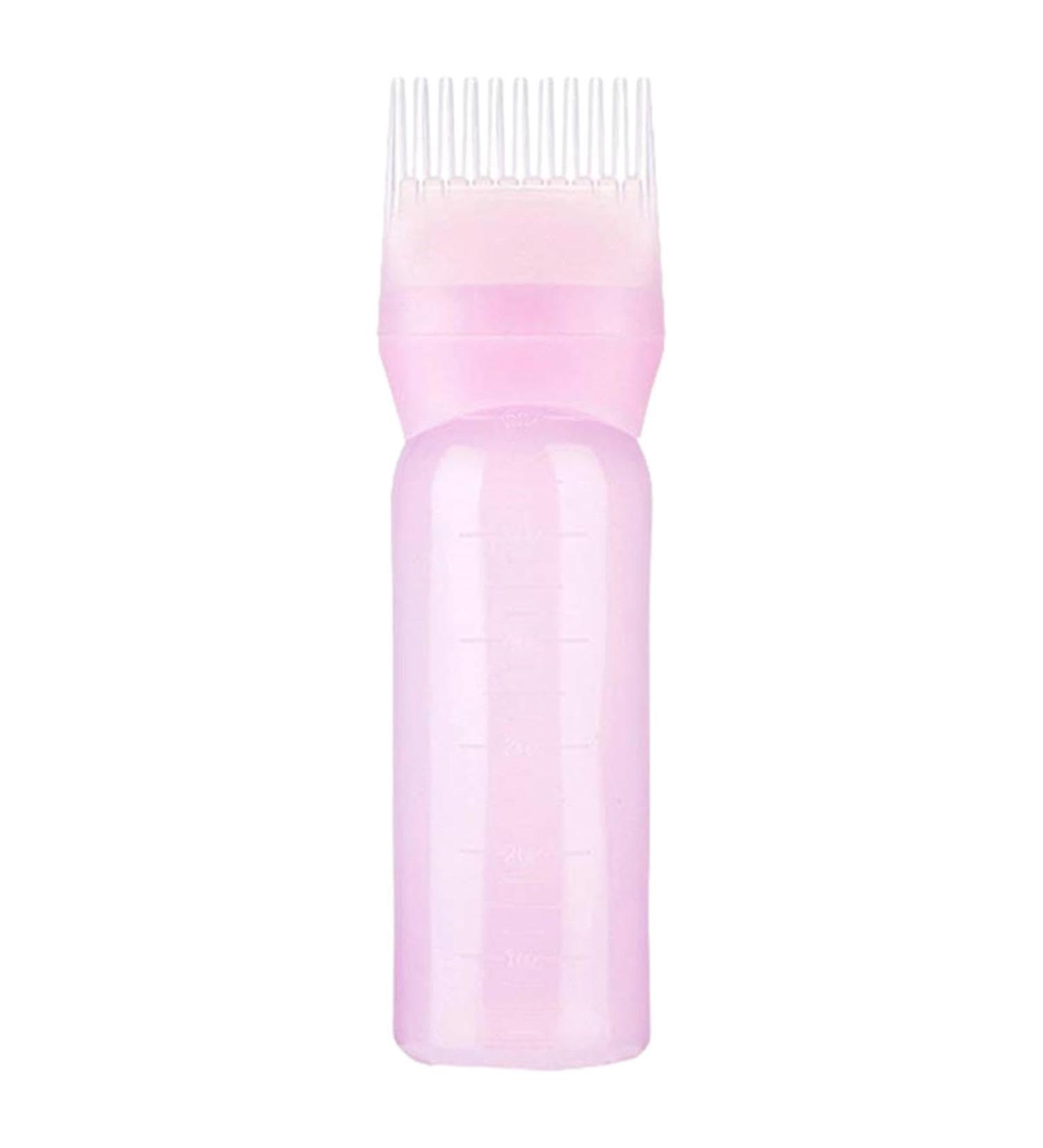 Hair Oil Applicator Bottle - 1/3 Root Comb Applicator Bottle | Hair Dye Brush Bottle | Dyeing Shampoo Bottle Oil Comb Hair Tool Applicator Brush Bottle | Hair Colouring Dye Scalp Treat-ment Hair To Pink - Buy Online on GoSupps.com