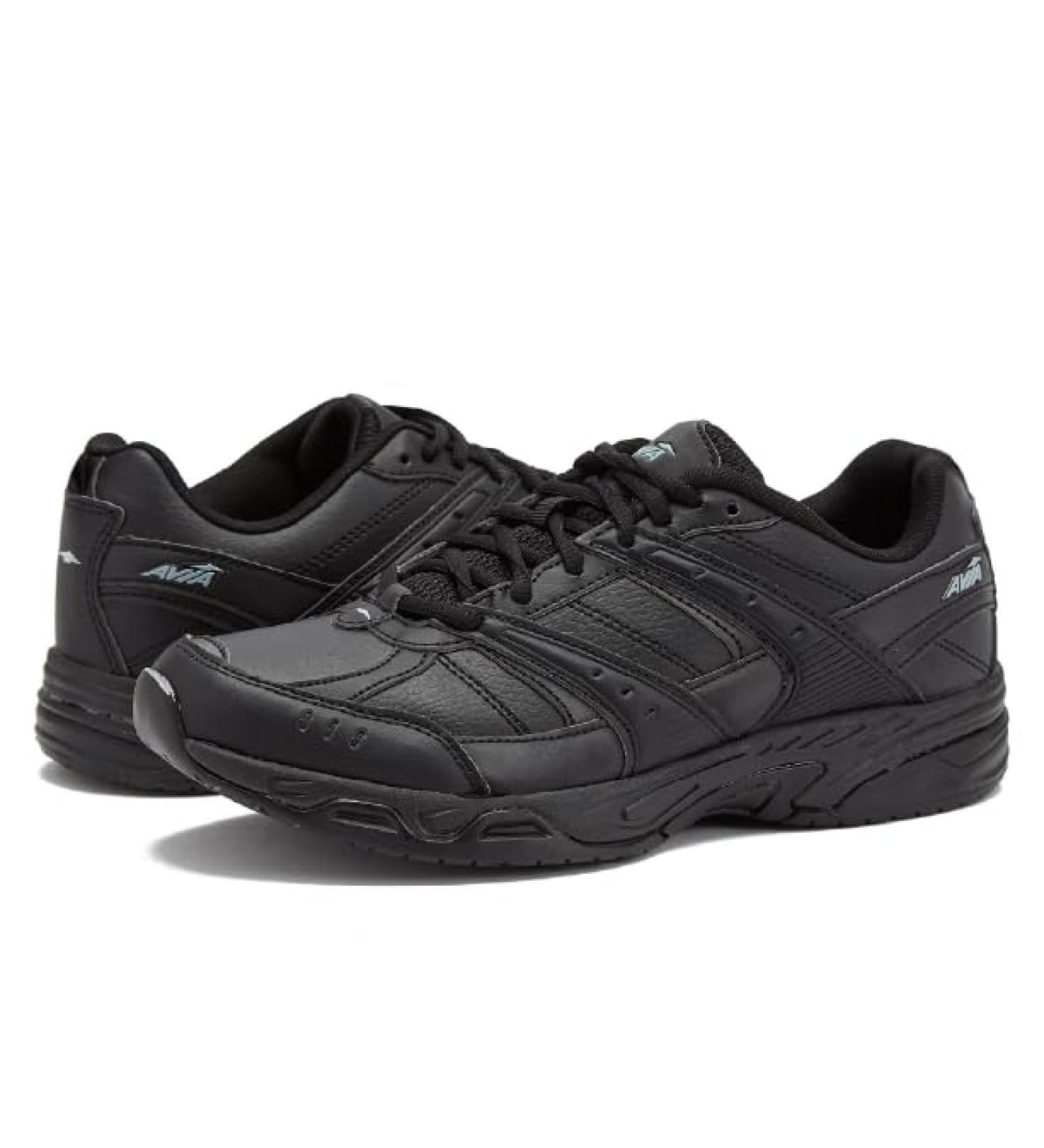 Avia Avi-Union II Non Slip Women's Shoes - Lace Up Comfort Sneakers in Black/Castle Rock - Size 6 (Medium or Wide) - Ideal for Work or Walking - Buy Online on GoSupps.com