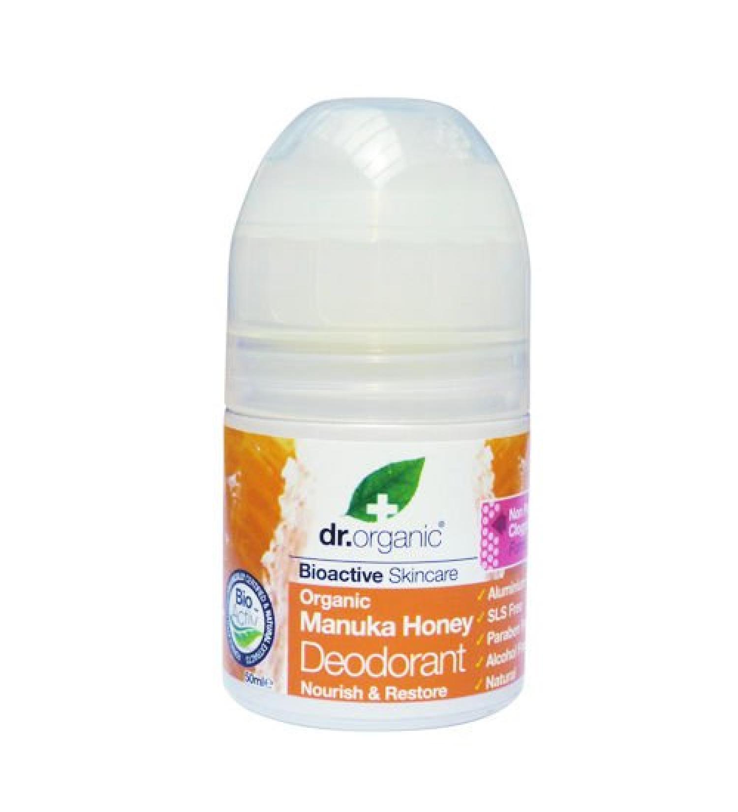 2 X 50ml Dr Organic Manuka Honey Roll on Deodorant/Suits Sensitive Skin Gift Fro You