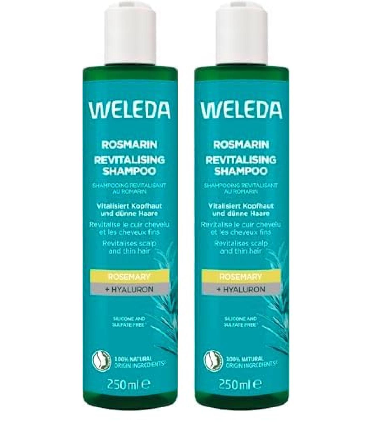WELEDA Organic Rosemary Revitalising ShampooNatural Cosmetics Hair Care Soap with Hyaluronic Acid & Rosemary Oil for More Volume and a Healthy Scalp Hair Shampoo without Silicone & Sulphates - 8.45 Oz - Pack Of 2