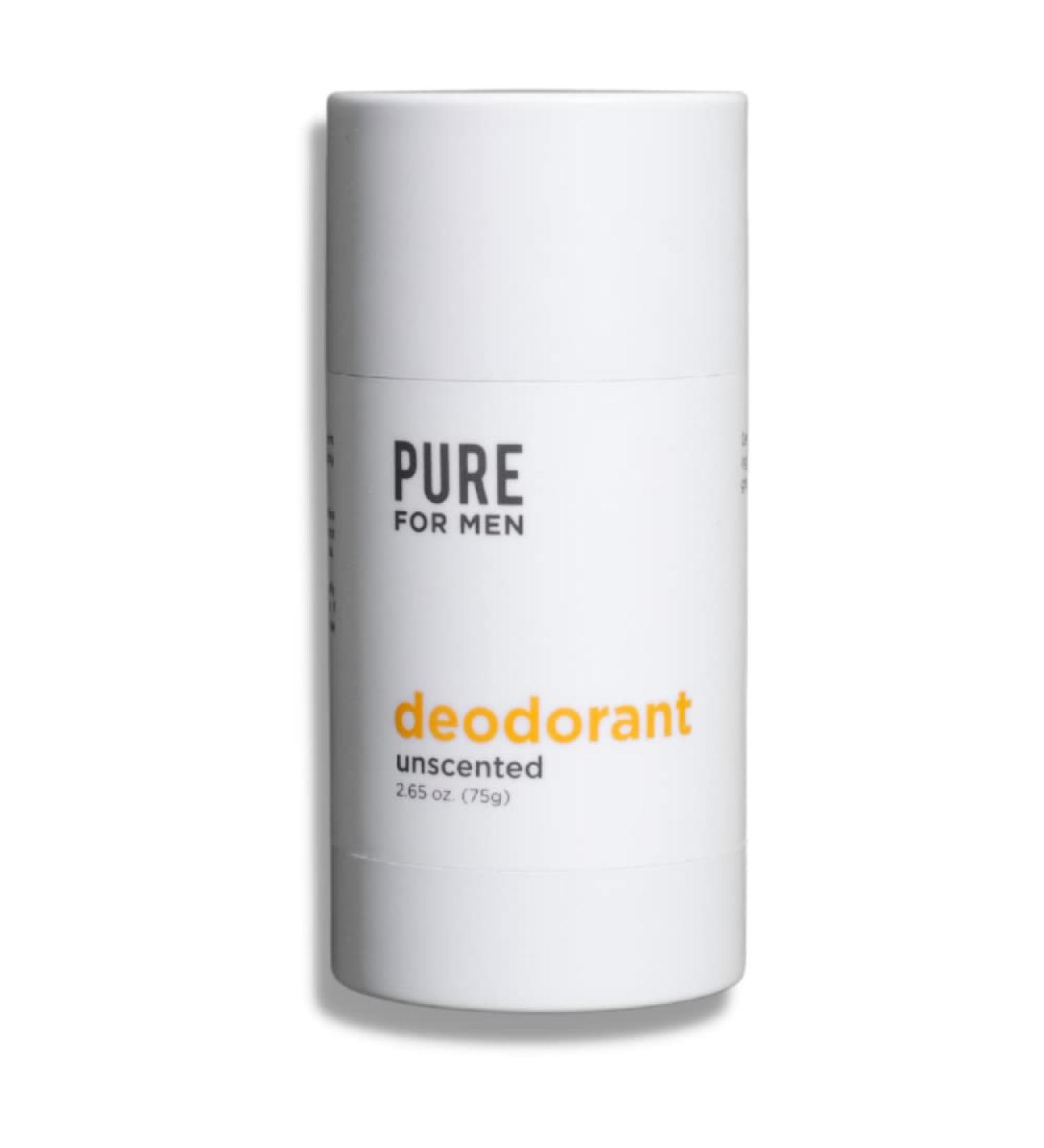 Pure For Men Aluminum-Free Deodorant | Clean Organic Vegan Formula with Vitamin B, Shea Butter, Coconut Oil | Safe for All Skin Types | Unscented 2.65 oz - Buy Online on GoSupps.com