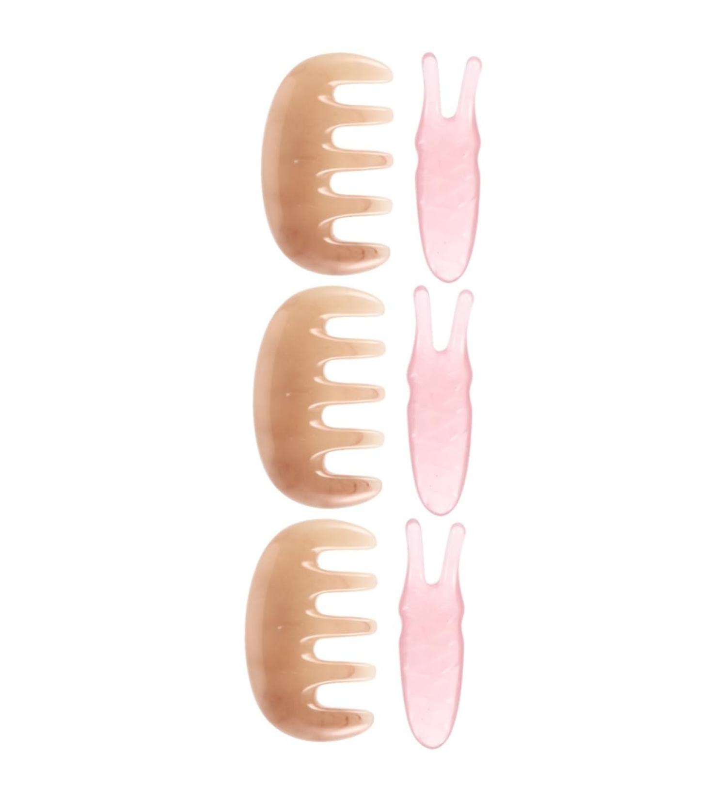 TOVINANNA Scalp Massage Device Set - 3 Multifuntional Comb & Hairbrush for Scalp Care | Pink Beeswax Massage Comb - Buy Online on GoSupps.com