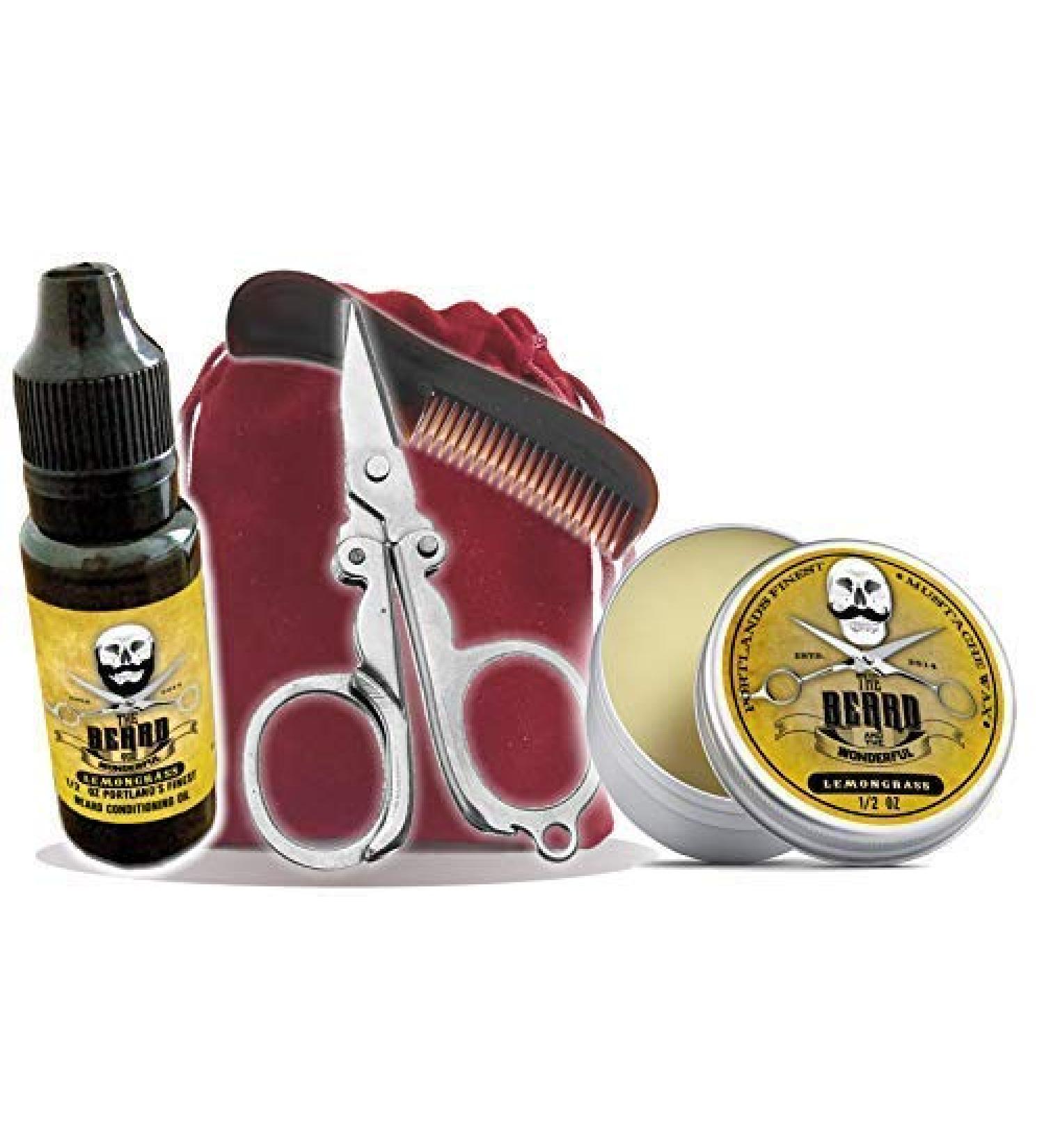 Mousetache Growing Kit in a Bag - Beard Oil Mustache Wax Pocket Beard Comb Mini Scissors in Drawstring Bag (Lemongrass) - Buy Online on GoSupps.com