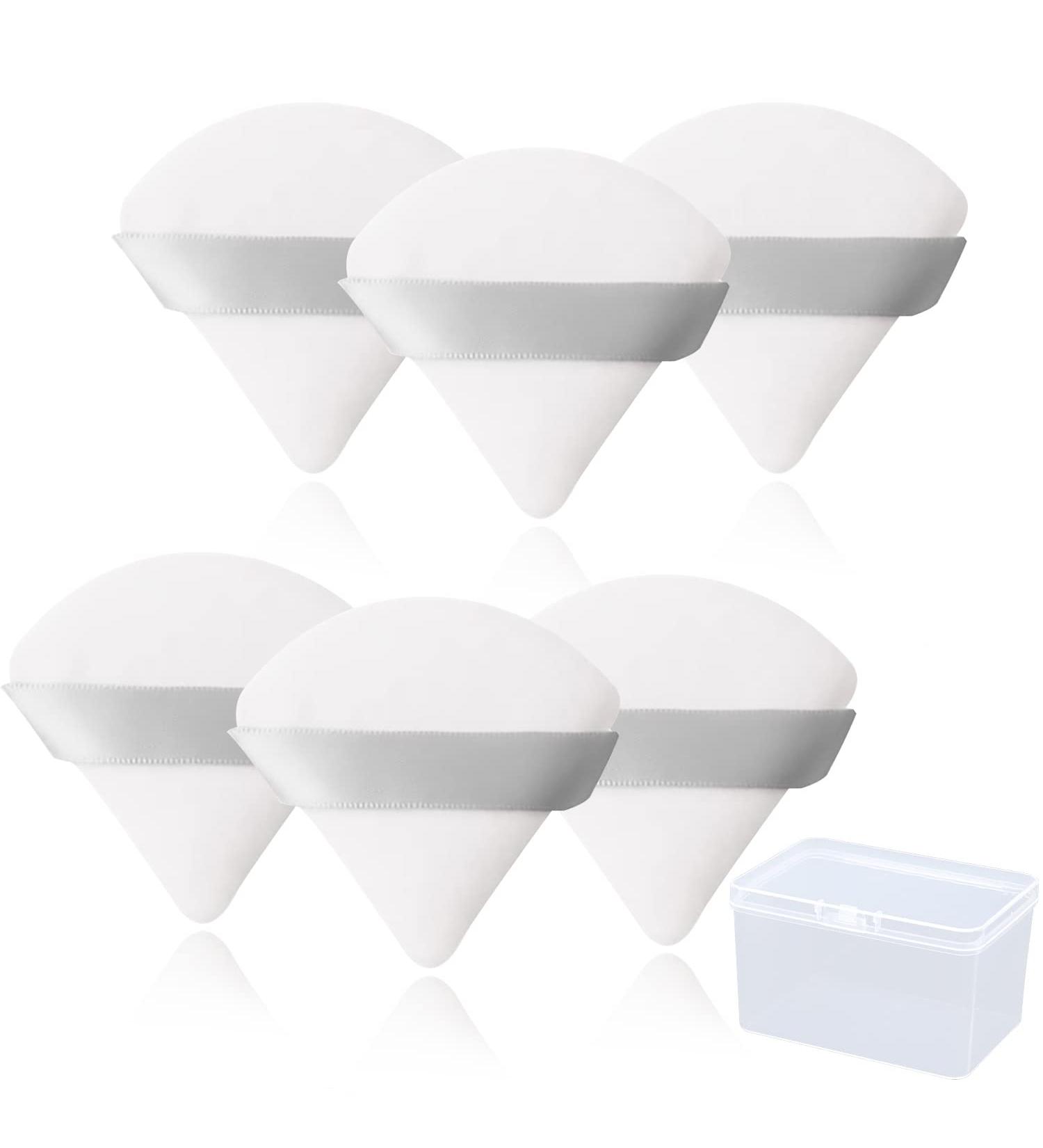 Buy 6 Pieces Powder Puff Face Triangle Makeup Puffs - Velour Soft Washable Cosmetic Foundation Puffs with Storage Box for Loose & Mineral Powder - Perfect Makeup Tool (White - Buy Online on GoSupps.com