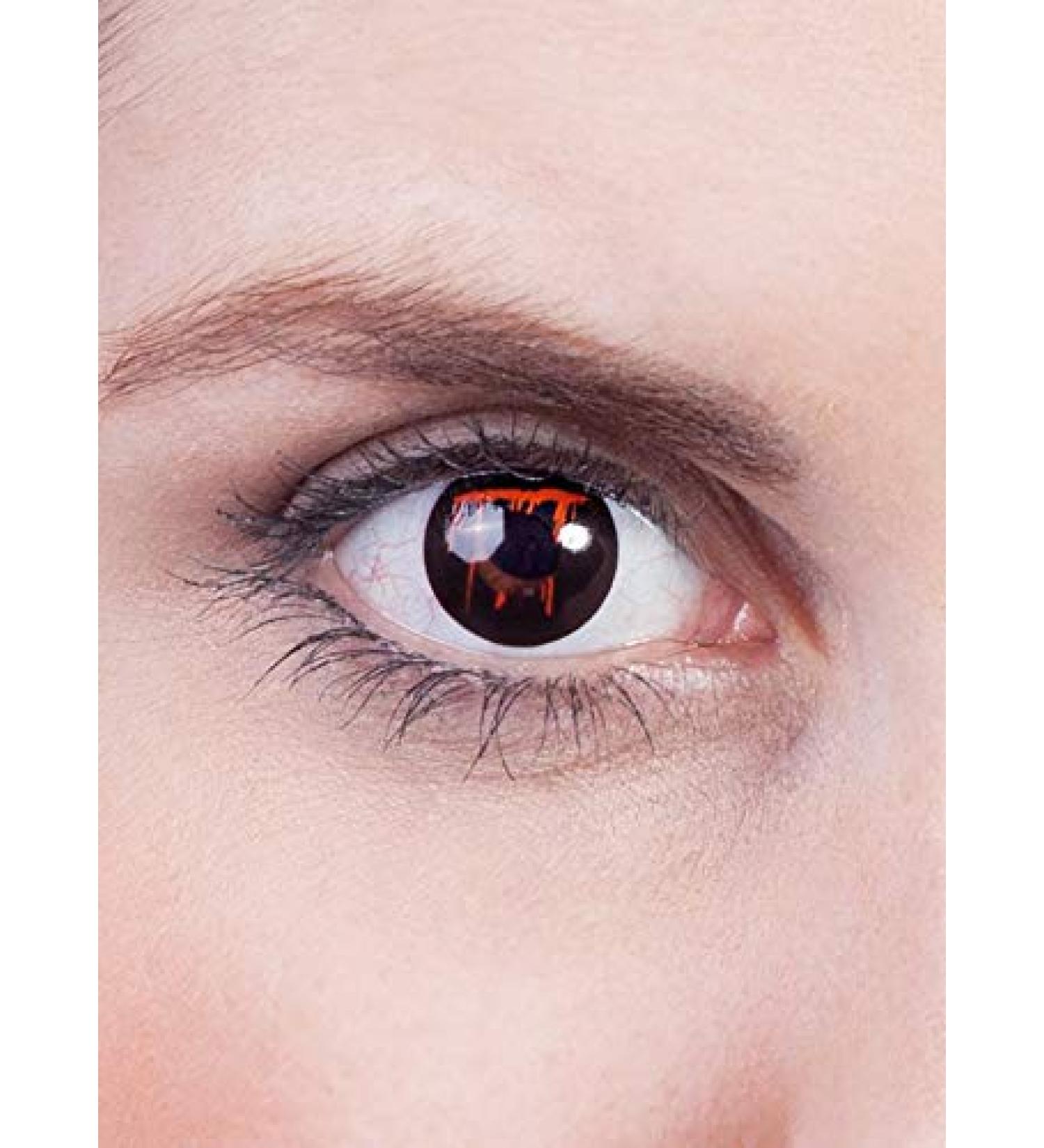 Annual Bleeding Eye Black Contact Lens - Prescription -1.0 Diopters for Halloween Carnival & Motto Parties - Buy Online on GoSupps.com