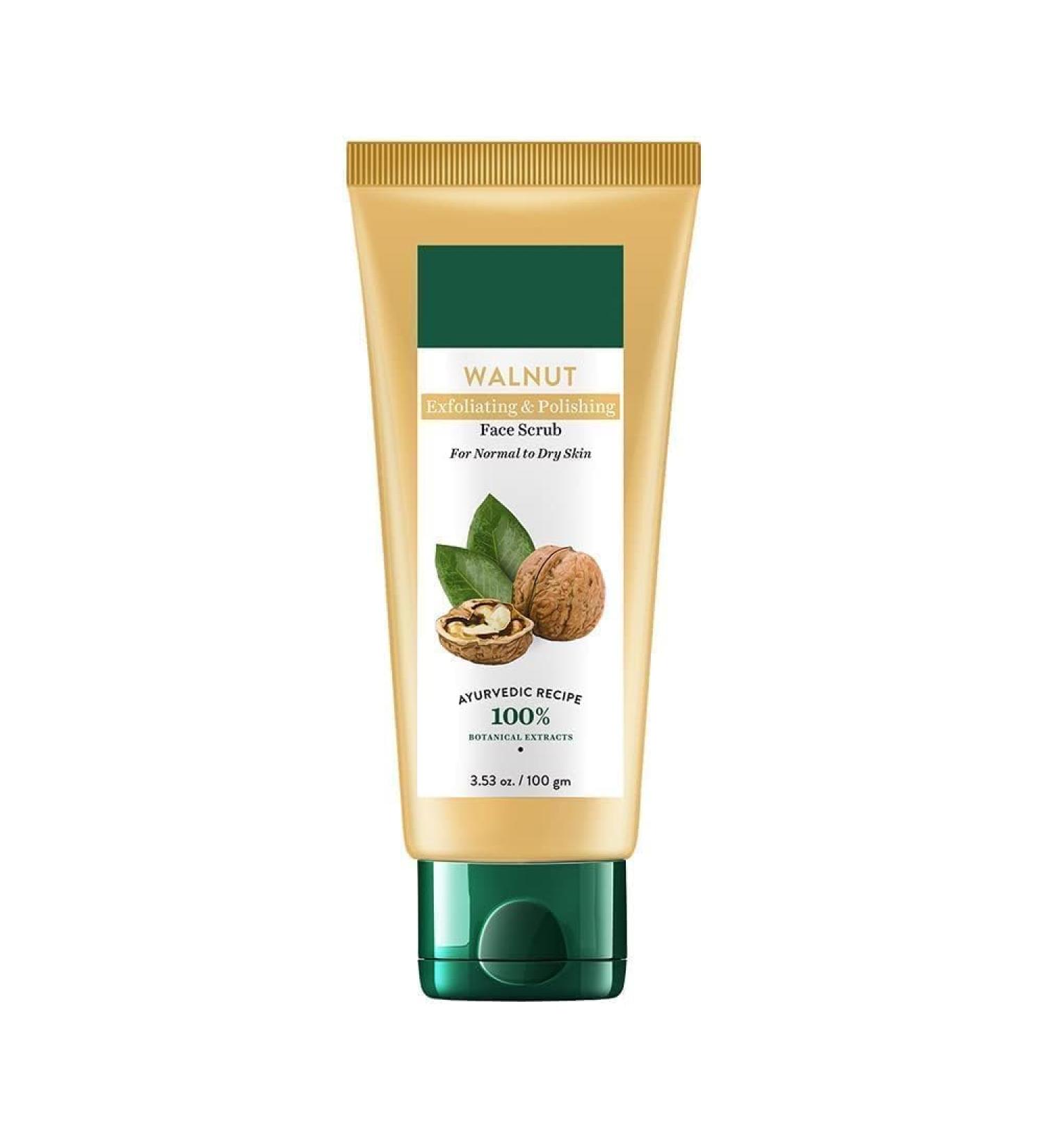MZ Walnut_Exfoliating & Polishing Face Scrub For Normal to Dry Skin (100gm) - Buy Online on GoSupps.com