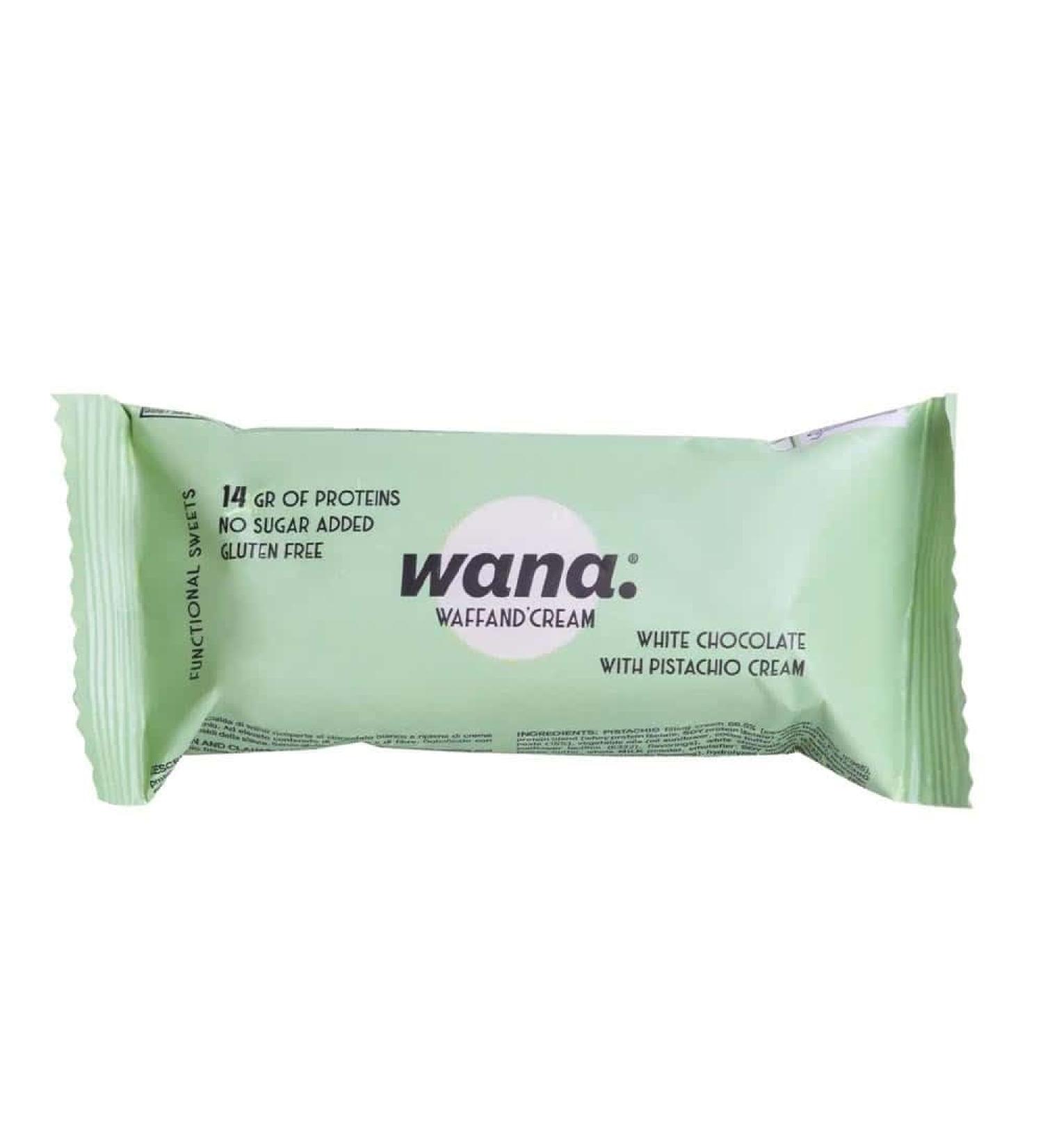 Wana | Waffand'cream Bar (43g) | Protein bars | Crispy wafer - Pistachio White Chocolate - Buy Online on GoSupps.com
