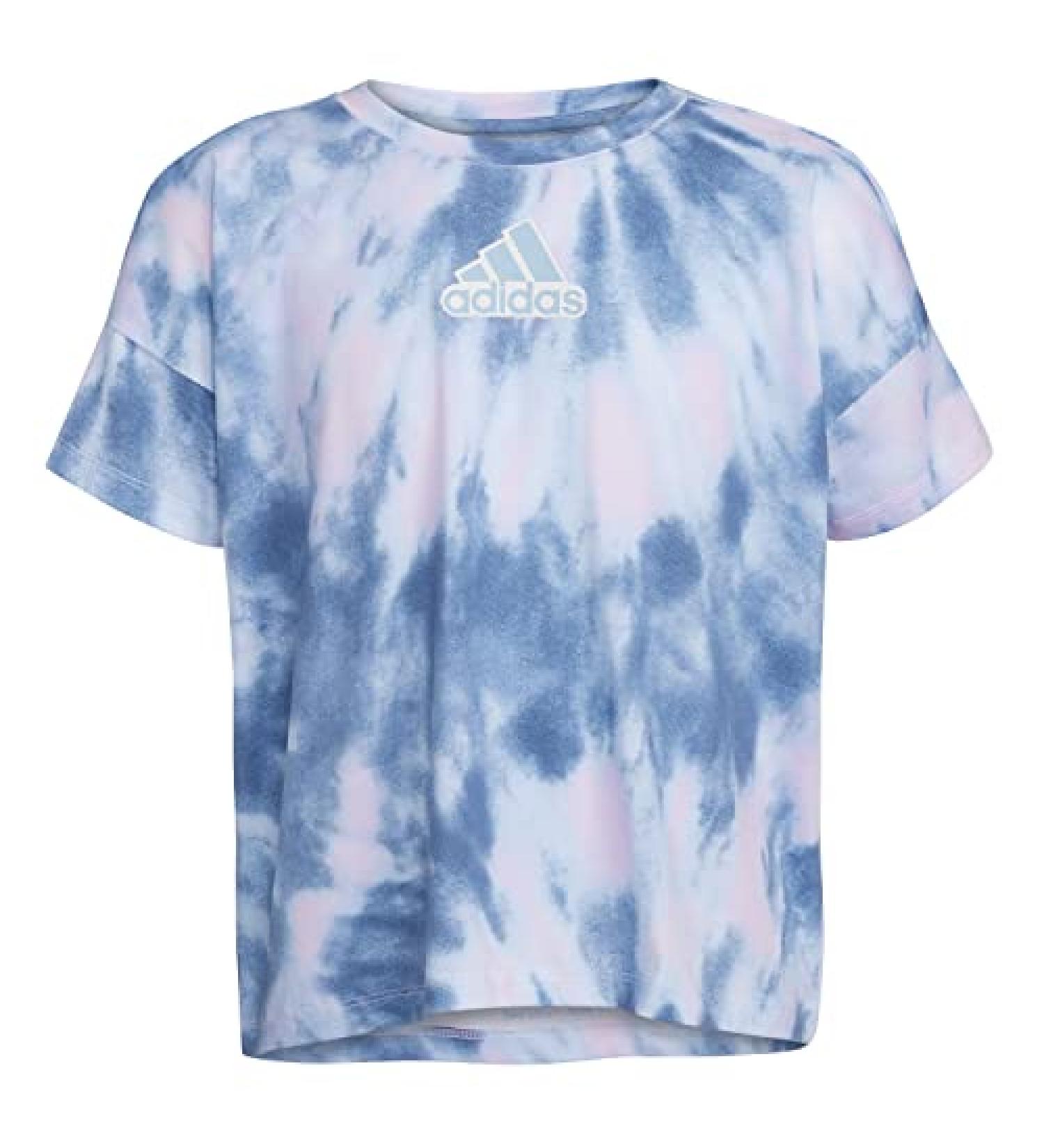 adidas Girls' White and Blue Oversized AOP Tee - Medium | Short Sleeve Shirt - Buy Online on GoSupps.com