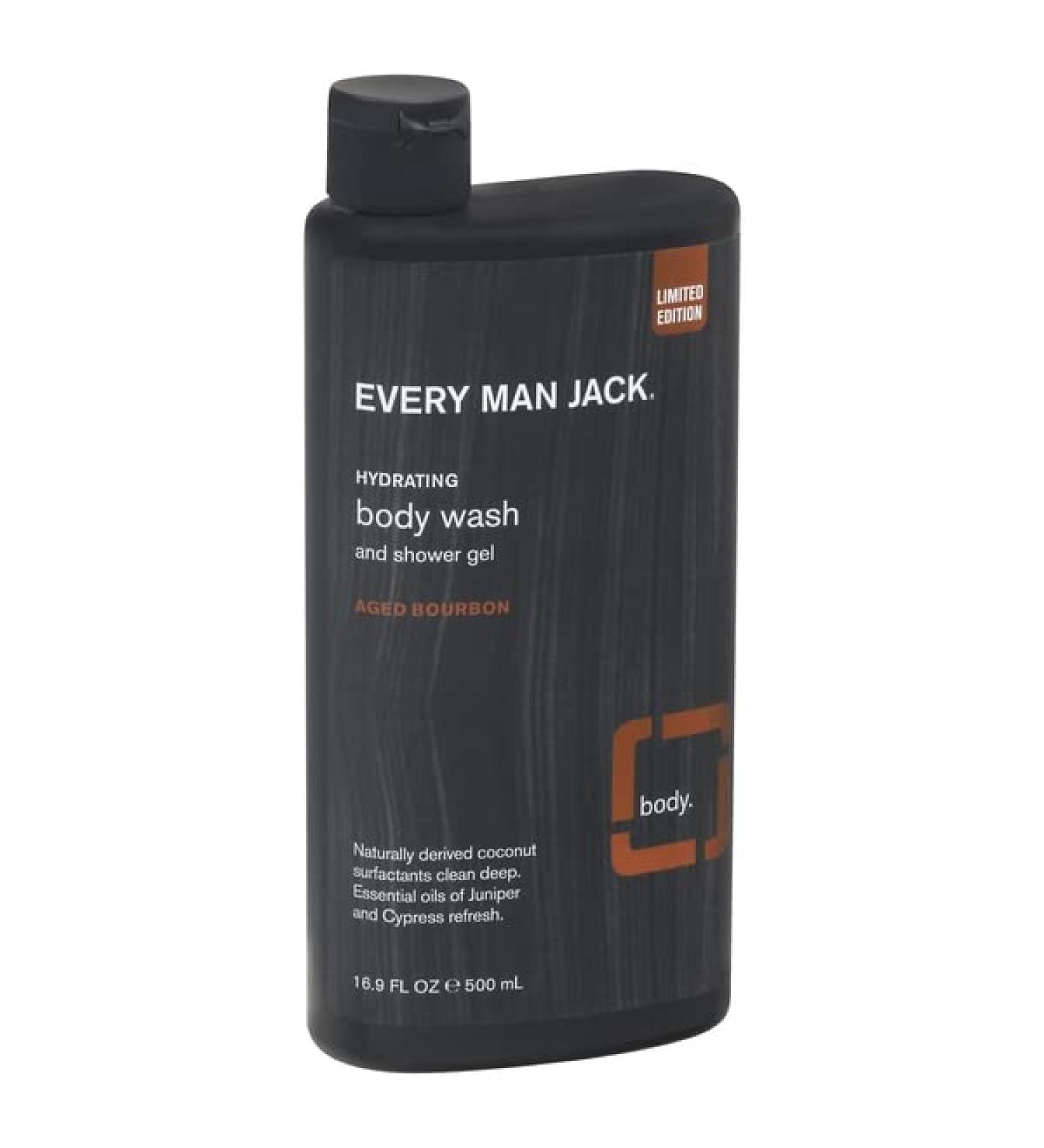Every Man Jack Body Wash and Shower Gel Hydrating Aged Bourbon 16.9 Ounce