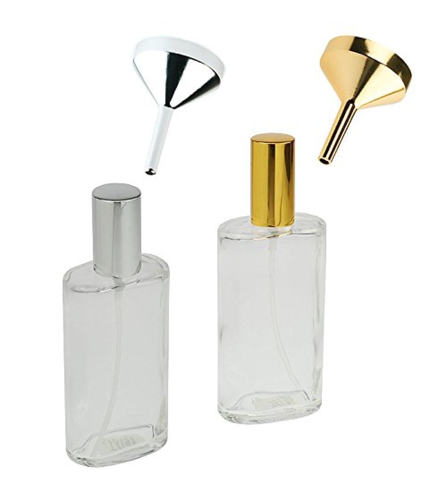Shop Kosmetex 100ml Oval Atomizer Glass Bottles for Perfume & Facial Toner - Set of 2 with Funnels | International Shipping - Buy Online on GoSupps.com