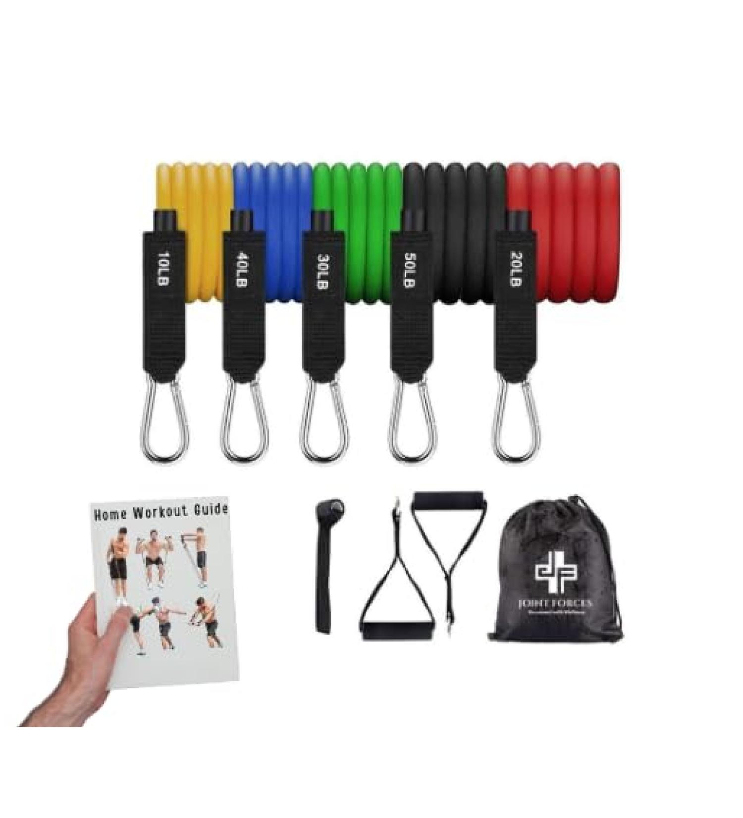 11-Piece Resistance Band Set for Home Workouts | Durable Strength Training & Therapy Bands with Handles Ankle Straps & Door Anchor - Buy Online on GoSupps.com