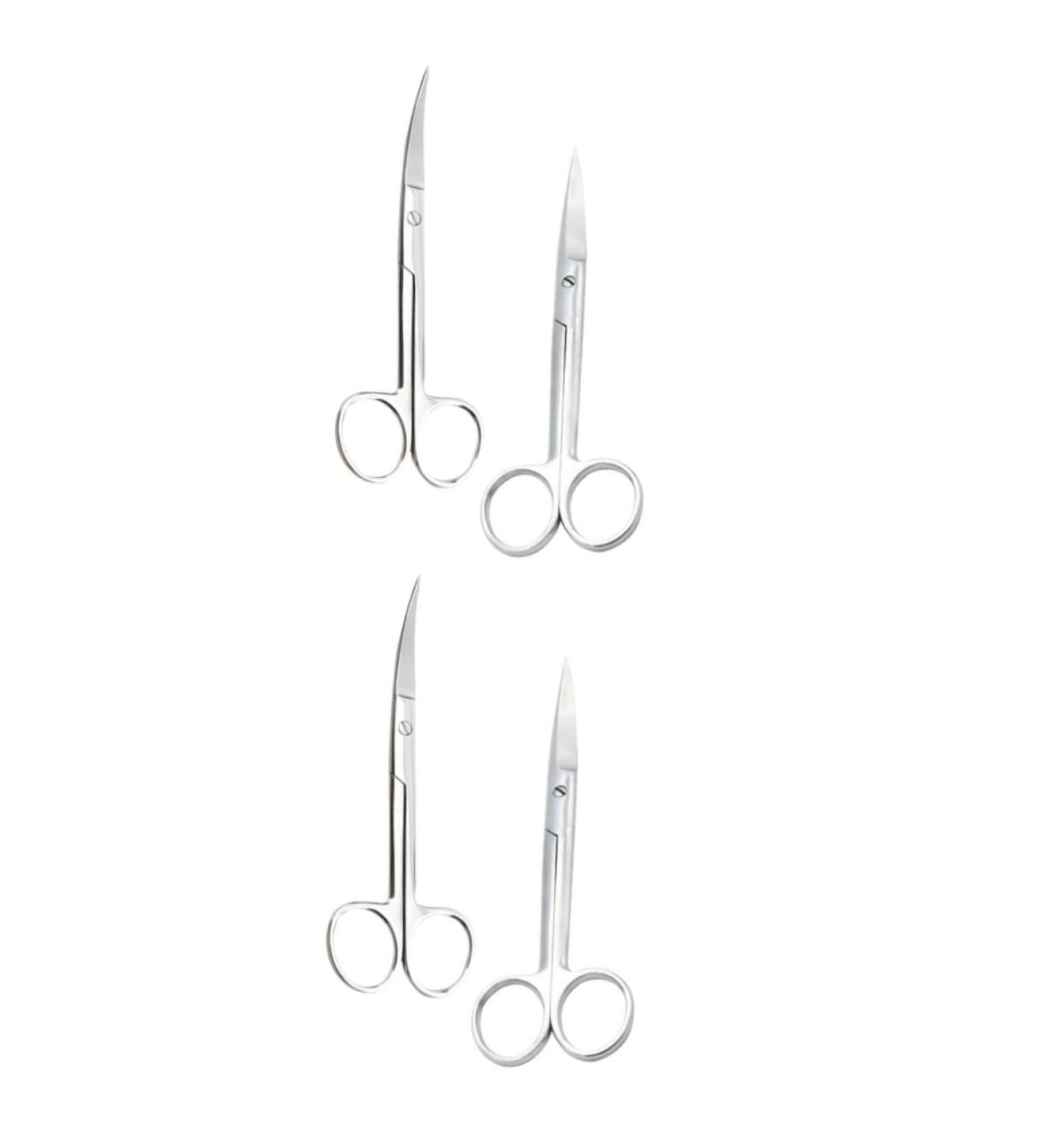 PopetPop 4-Piece Stainless Steel Scissors Set - Onion Fabric & Pet Hair Cutters | Curved & Round Head Design | 18x5cm | Silver - Buy Online on GoSupps.com