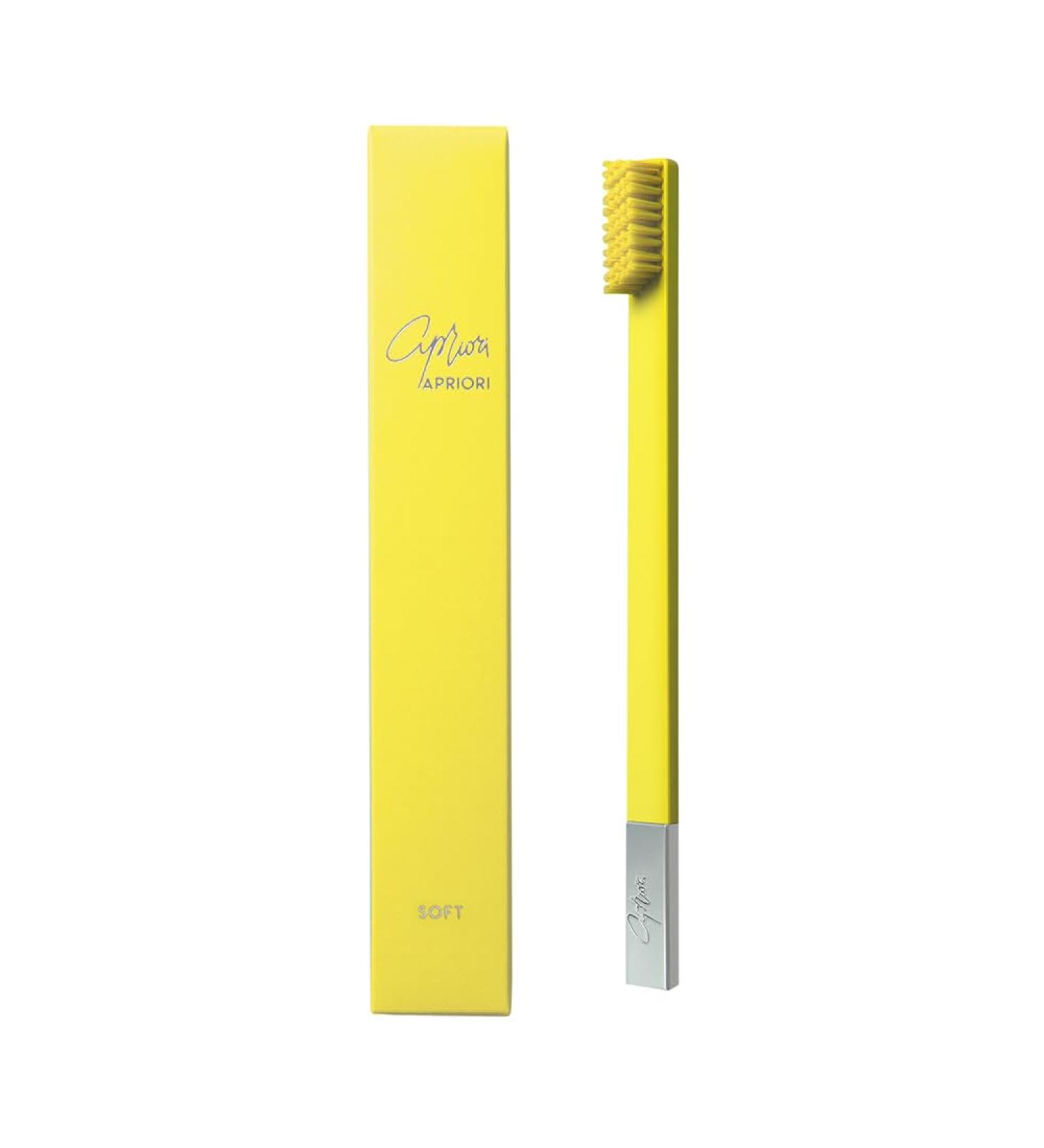 APRIORI Sunflower Yellow Silver Soft Toothbrush - Eco-Friendly Gentle Cleaning Ideal for Sensitive Gums - International Shipping Available - Buy Online on GoSupps.com