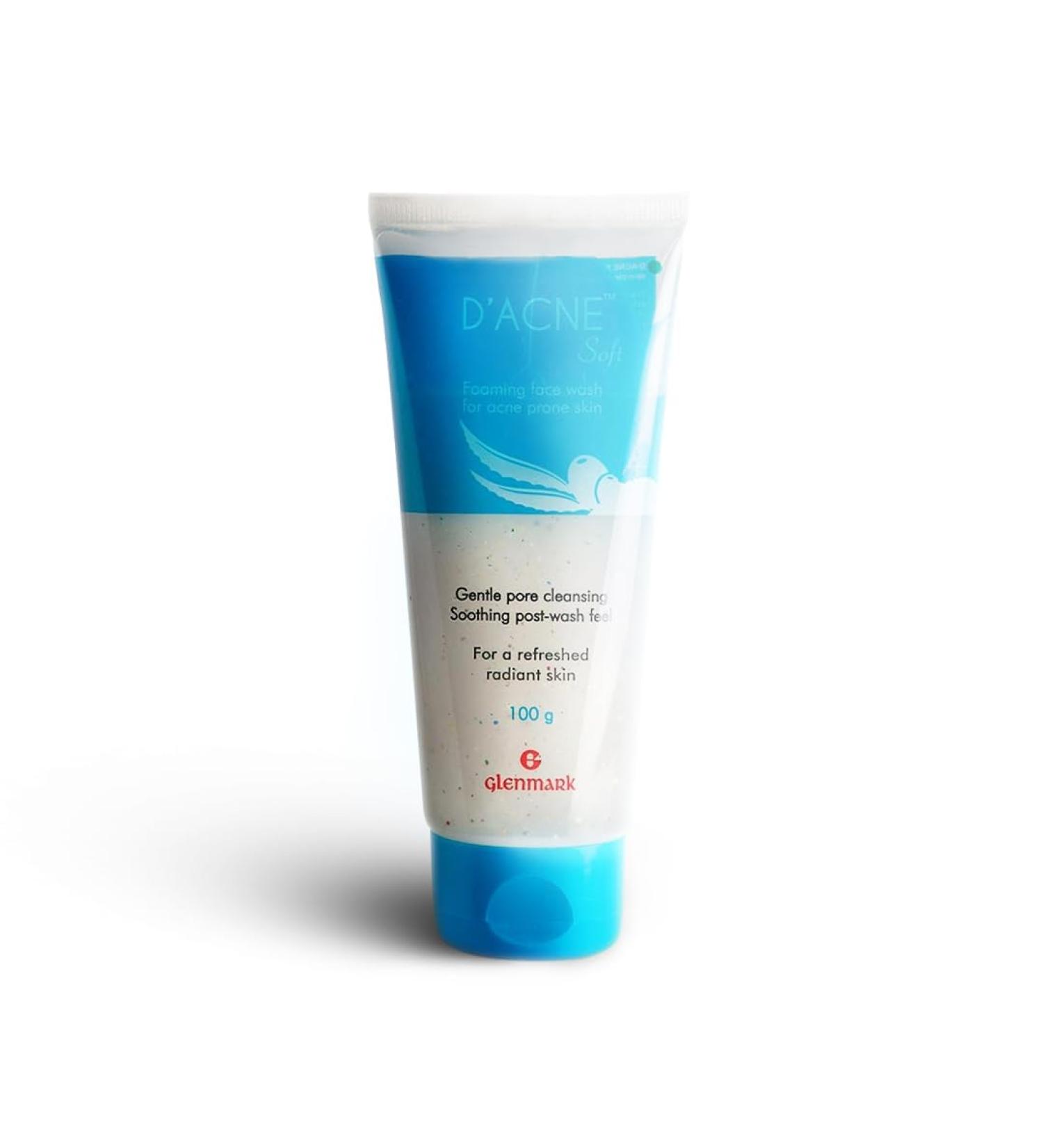 D'Acne Soft Face Wash | Unclogs Pores & Prevents Pimples | 1% Glycolic Acid & Niacinamide | Acne-Prone Skin Solution | 100 ml | Suitable for Men & Women - Buy Online on GoSupps.com