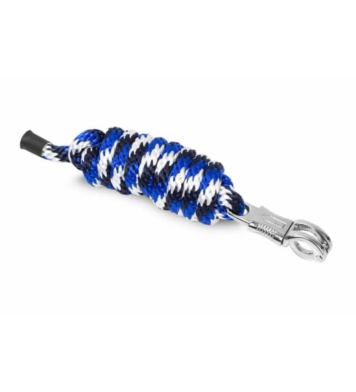 Connection Trick for Horses & Ponies - 2m Hard PP Rope with Classic Carabiner Hook (Royal Blue Marine White) - Panic Hooks - Buy Online on GoSupps.com