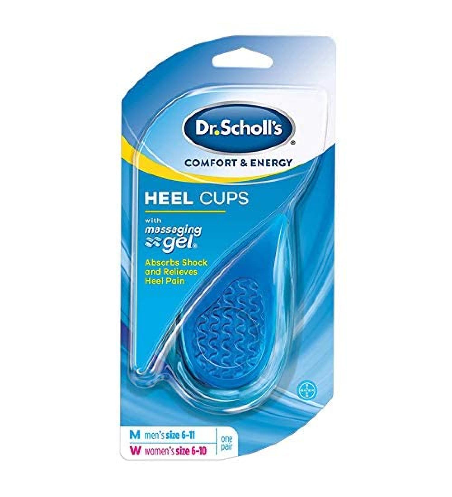 Dr. Scholl's Heel Cups with Massaging Gel - All-Day Shock Absorption for Heel Pain Relief - One Size - Buy Online on GoSupps.com