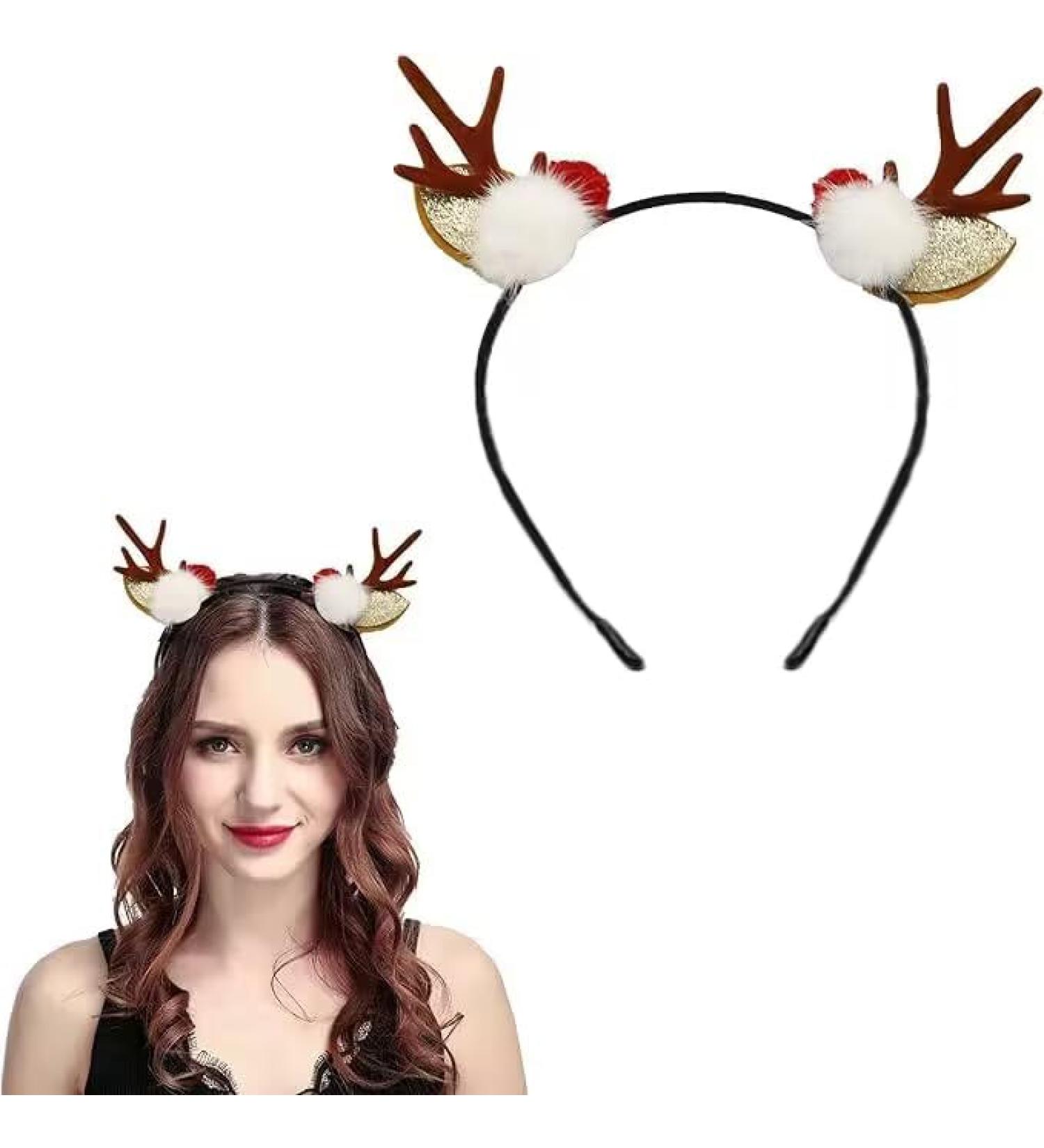 Christmas Headband Christmas Hairband Cute Reindeer Antlers Hair Band Xmas Hair Hoop Christmas Hair Accessories for Fancy Dress Party Festival Holiday Birthday Xmas Headband for Women Girls Adults - Buy Online on GoSupps.com