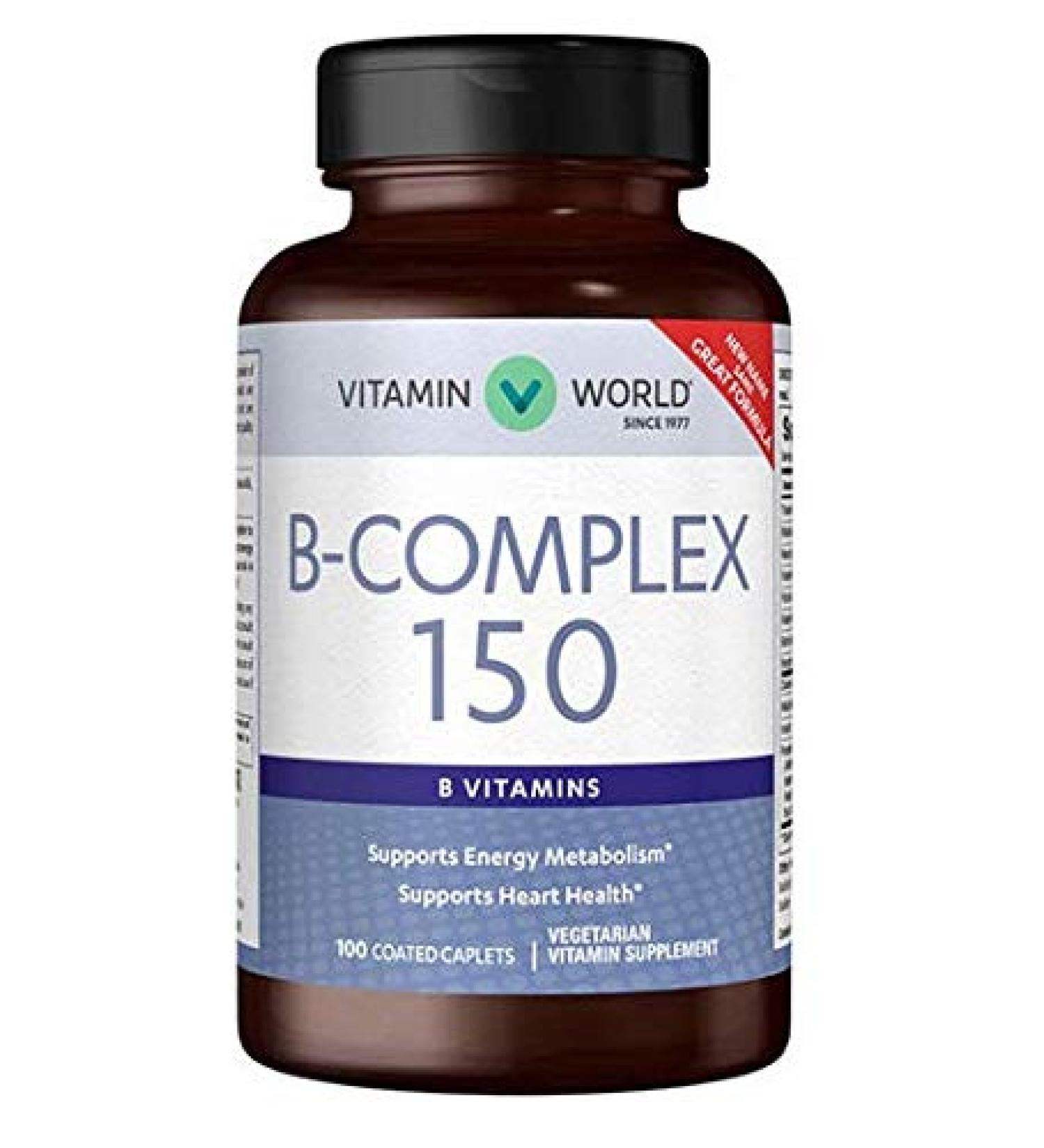 B-Complex 150 with 100 Coated Caplets | High Potency B-Vitamins Supplement - Buy Online on GoSupps.com
