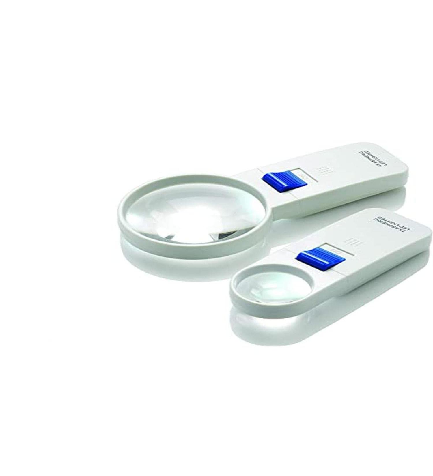 Round LED Magnifier 7X Magnification with 40mm Lens Hand-held Magnifier Easy On/Off Switch Scratch-Resistant Aspheric Lens Provides Bright Illumination Ideal for Close Inspection Tasks