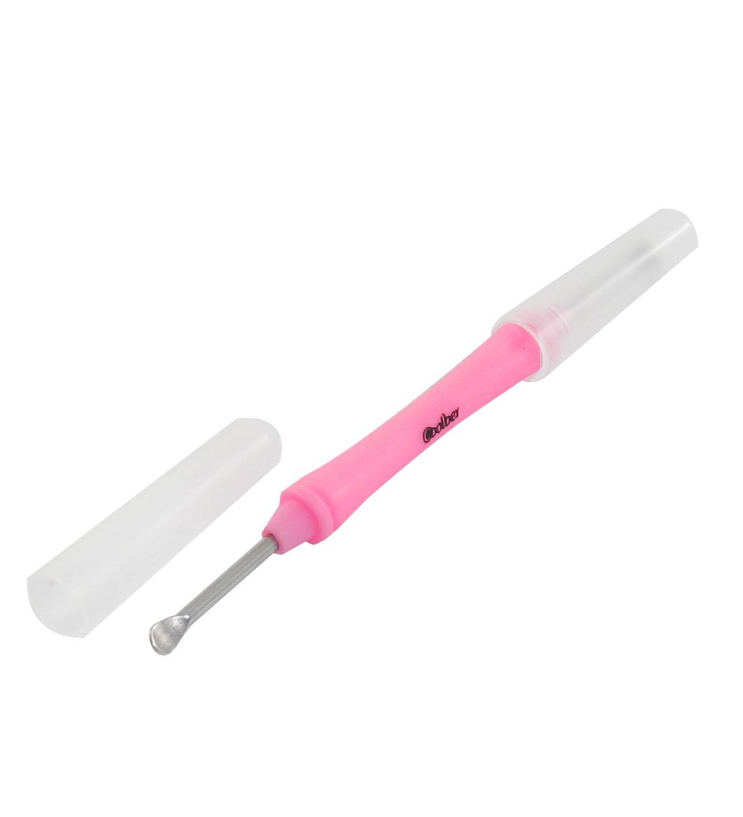 Qtqgoitem Two Way Pink Grip Earpick Ear Curette Remover Tool w Cover (Model: 154 33f ad4 e2c 15f)