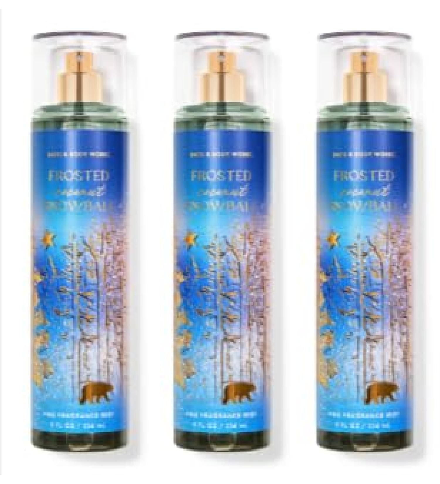 Bath and Body 3 Pack FINE FRAGRANCE MIST 8 fl oz / 236 mL (Packaging may Vary) (FROSTED COCONUT SNOWBALL)