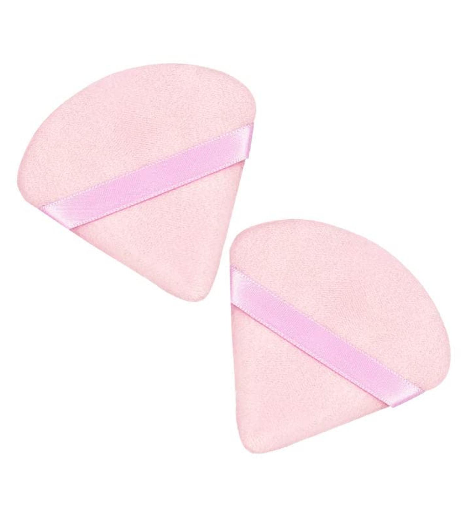 2pcs Pink Velor Powder Puff - Reusable Triangle Makeup Applicator for Loose Powder Foundation & Blush | Soft & Versatile Makeup Tool - Buy Online on GoSupps.com
