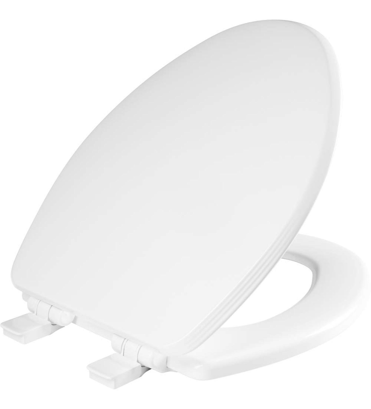 BEMIS 1600E4 000 Ashland Elongated Toilet Seat - Slow Close, Never Loosens, Perfect Fit - Enameled Wood White - Premium Hinge Seat - Buy Online on GoSupps.com
