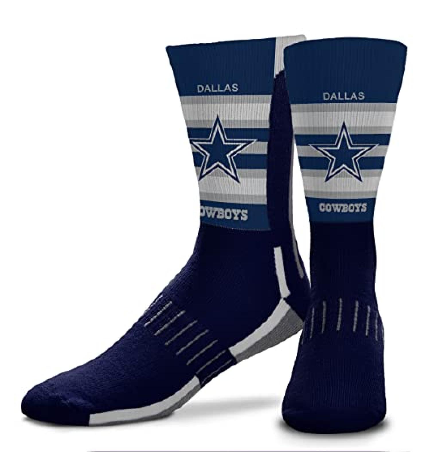 FBF - NFL Phenom Stripe Team Logo Youth Size Kids Crew Socks Approx. 4-8 years old Dallas Cowboys