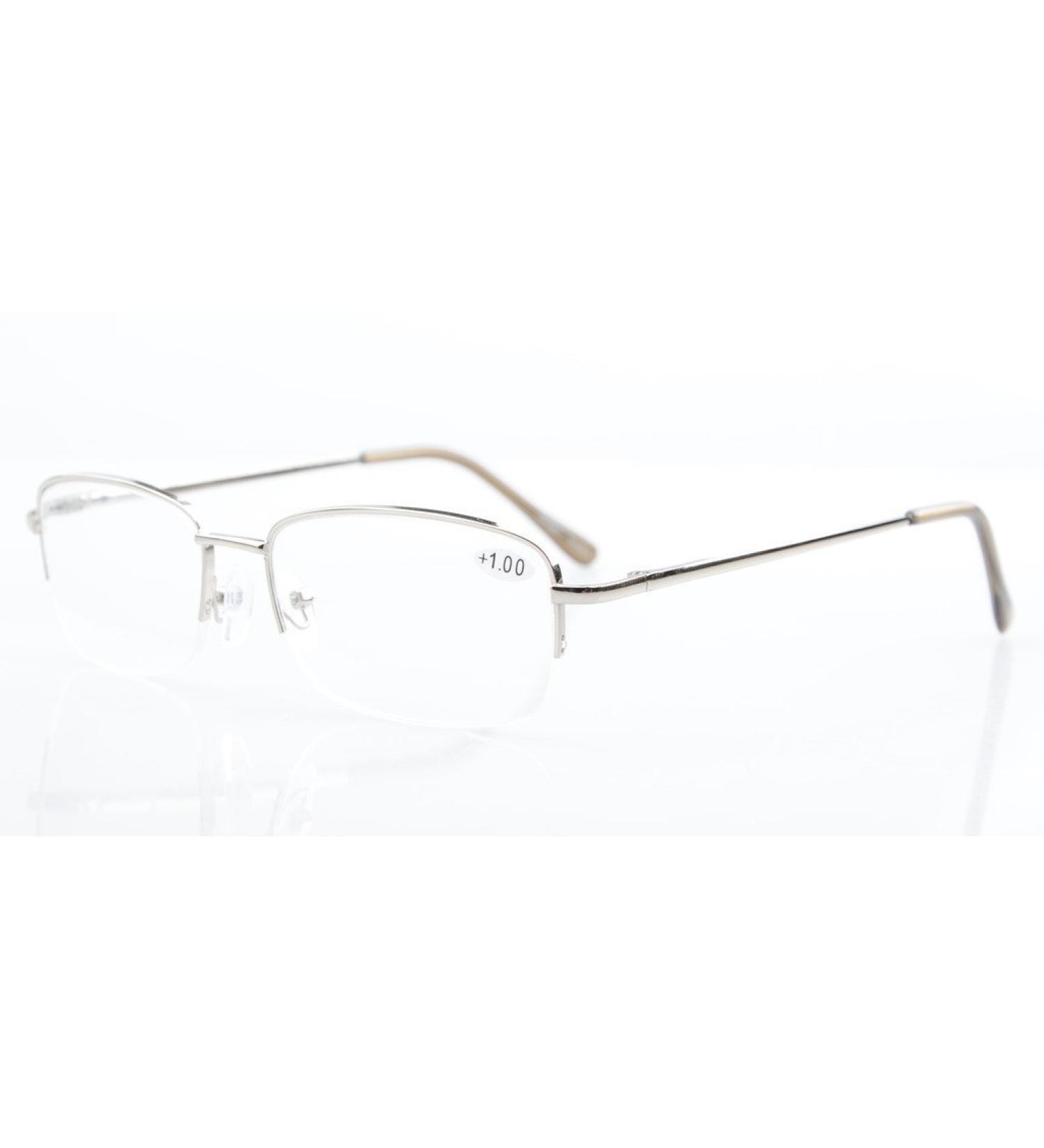 Eyekepper Classic Metal Half-Rim Reading Glasses - Spring Hinges - Silver +0.75 | Stylish & Comfortable Eyewear - Buy Online on GoSupps.com