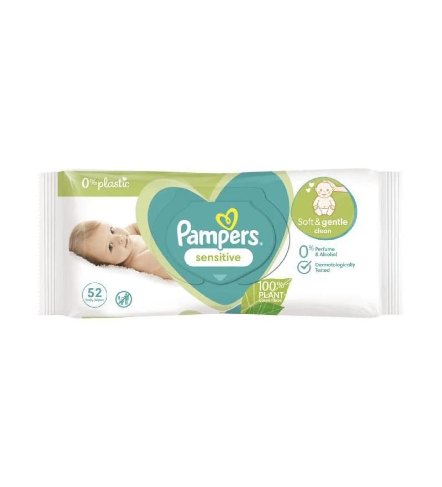 Pampers Sensitive Wet Wipes for Babies & Children 52 Gentle Cleansing Wipes for Sensitive Skin (Pack of 1) | Buy Internationally - Buy Online on GoSupps.com
