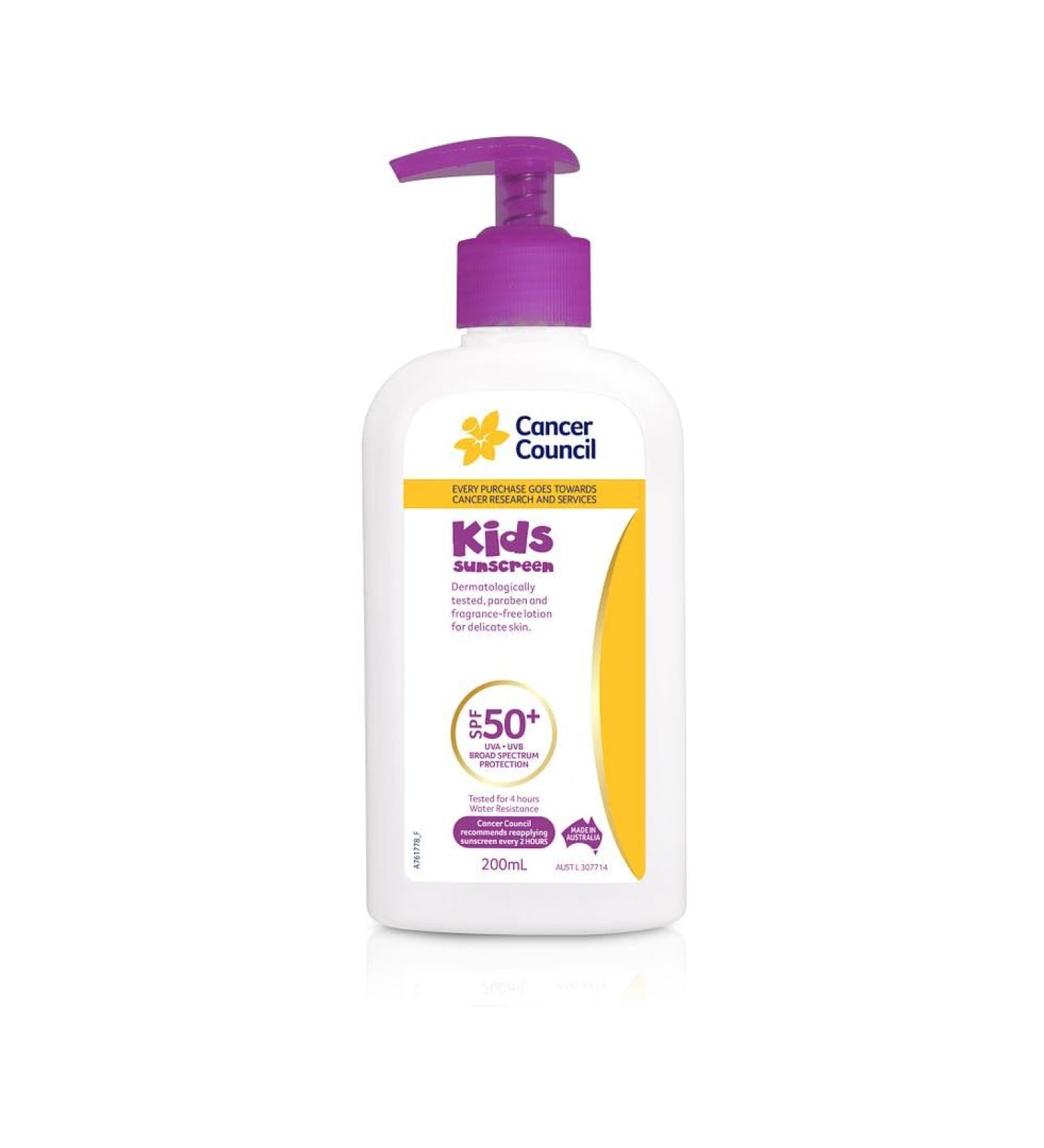 CANCER COUNCIL SPF50+ Kids Sunscreen Pump 200mL - Buy Online on GoSupps.com