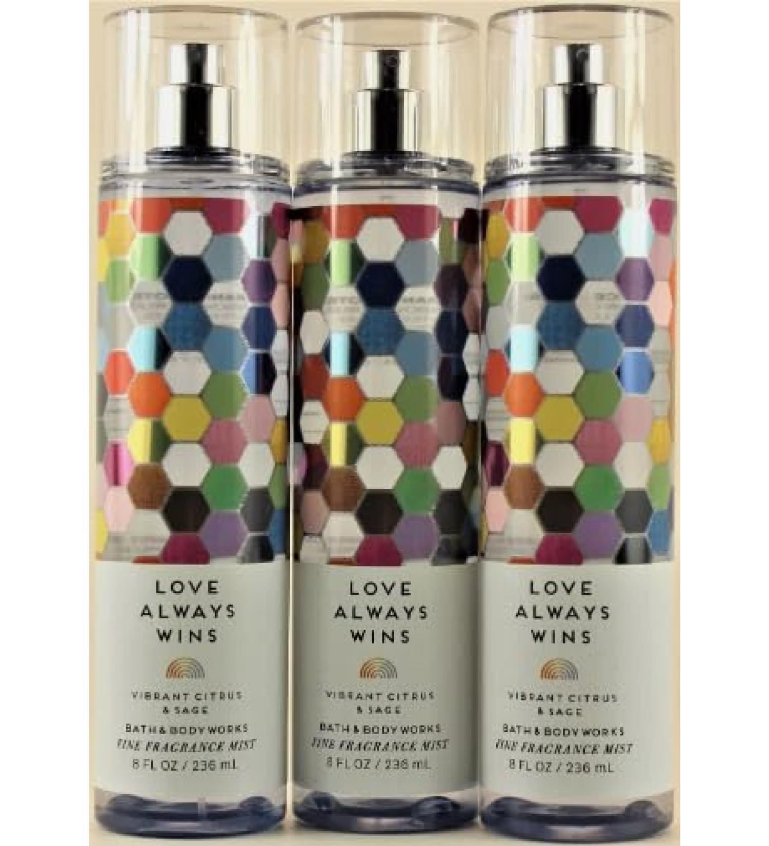 Bath and Body 3 Pack FINE FRAGRANCE MIST 8 fl oz / 236 mL (Packaging may Vary) (LOVE ALWAYS WINS)