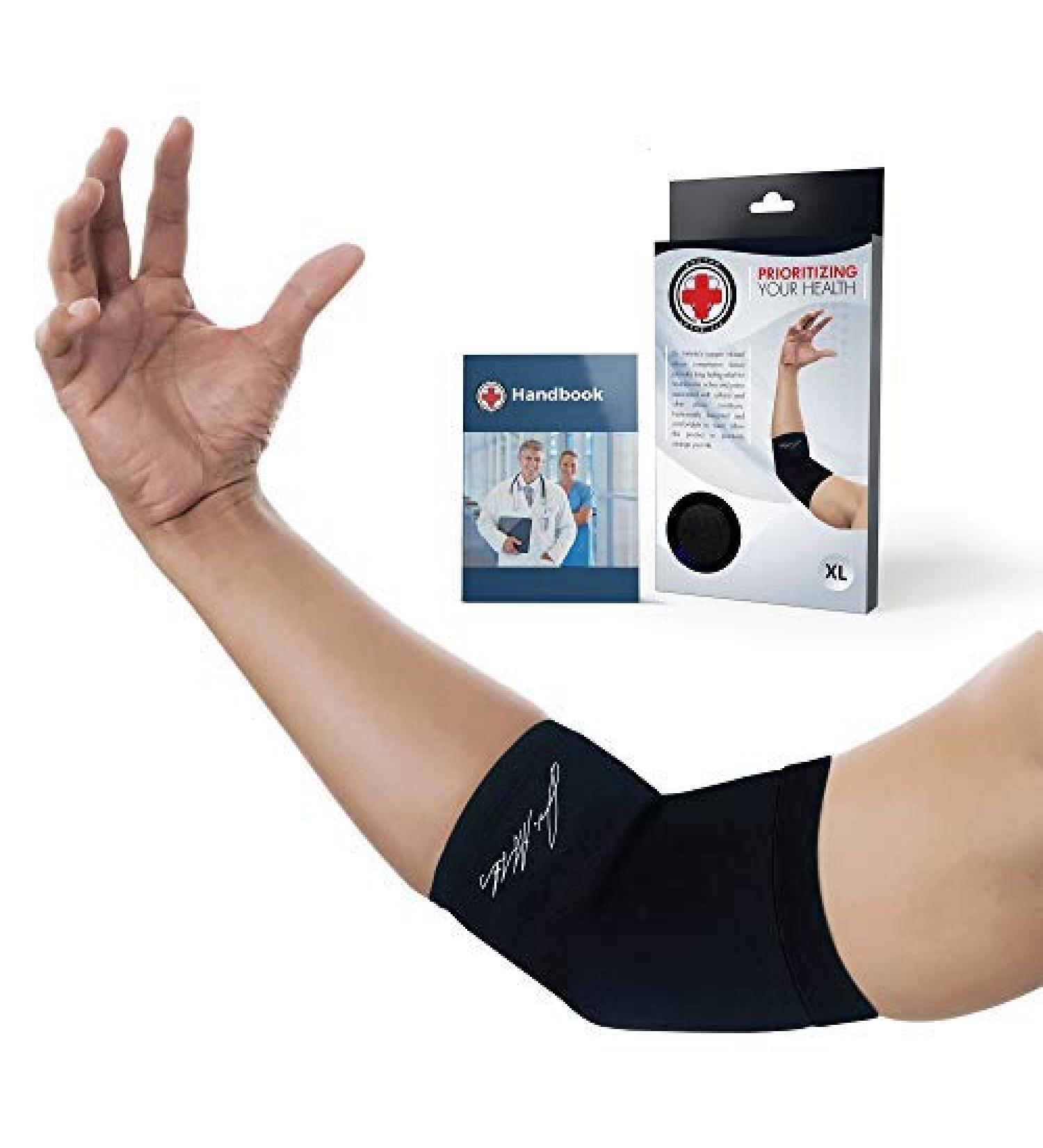 Copper Elbow Brace for Tennis Elbow & Golfers Elbow - Large Size | Doctor Developed & Recommended | Arthritis Relief & Elbow Compression Support - Buy Online on GoSupps.com