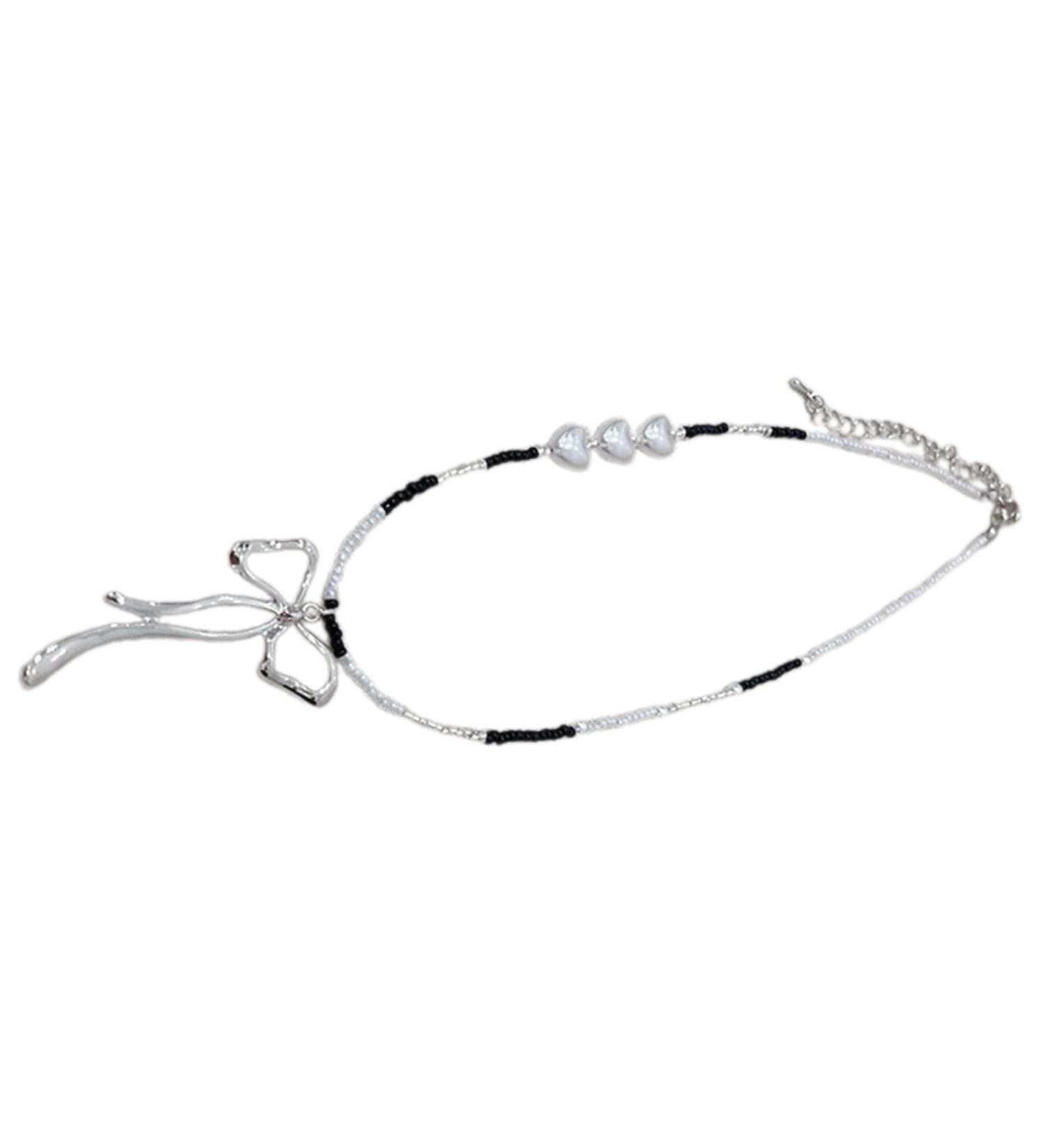 Shop OralGos Fashionable Necklace - Metal Bow Pendant Choker Cute Silver Clavicle Chain for International Shipping - Buy Online on GoSupps.com