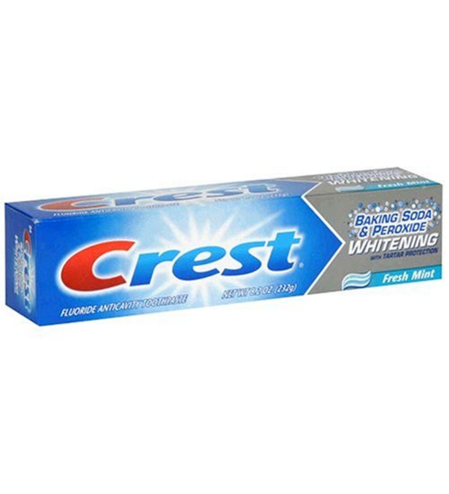 Crest Fluoride Anticavity Toothpaste Baking Soda & Peroxide Whitening with Tartar Protection Fresh Mint 8.2 oz tube