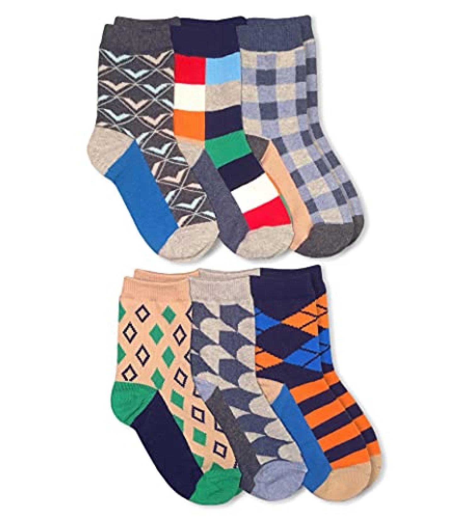 Jefferies Socks Boys Fun Colorful Dress Crew Socks 6-Pair Pack - Medium Multi - Buy Online on GoSupps.com