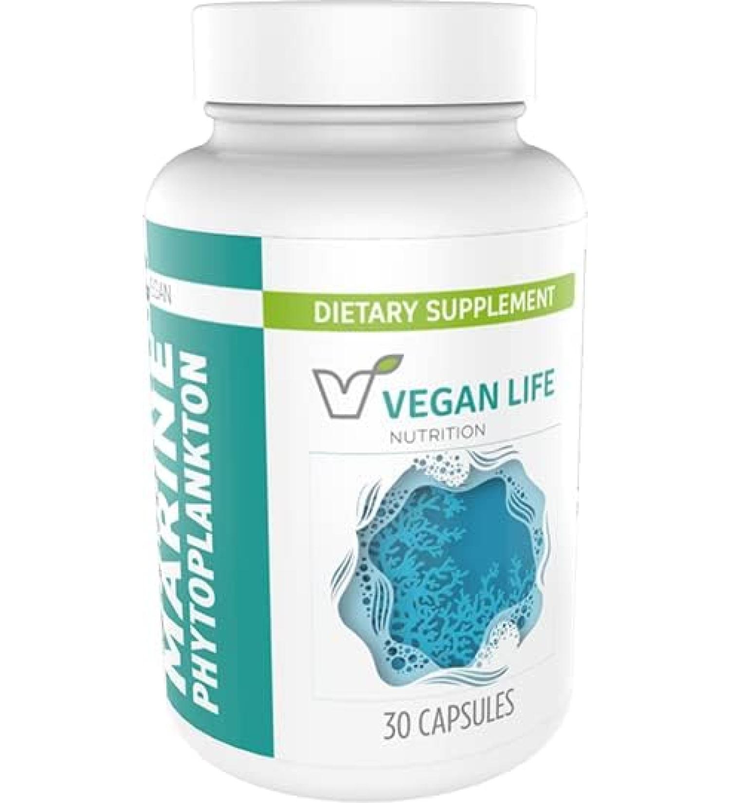 Vegan Life Nutrition Marine Phytoplankton Capsules - Gluten-Free  Non-GMO Dietary Supplement for Cellular Health & Energy - 30 Capsules - Buy Online on GoSupps.com