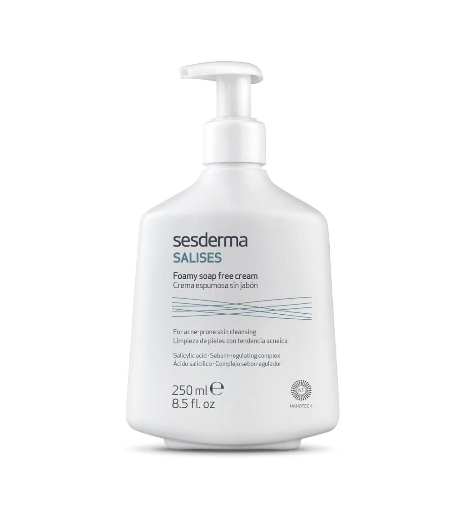 Sesderma Salises Foaming Cream Soap Free - Soap Free Skin Cleanser - For Acne Skin - Sebum Control - Salicylic Acid - Pore Cleanser - 250 ml