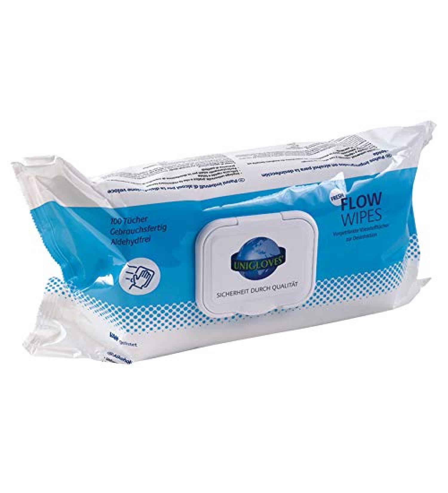 Unigloves FLOW WIPES fresh cleaning - hygiene wipes - disinfection 100 pack