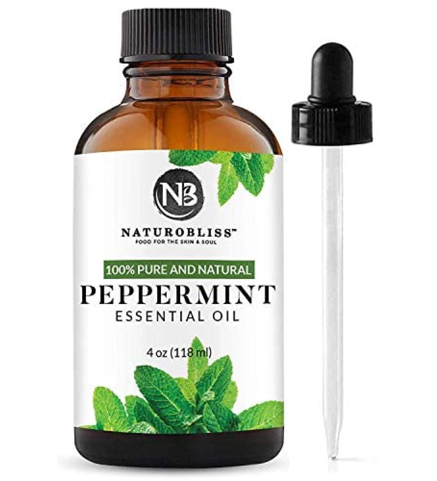 NaturoBliss 100% Pure Peppermint Essential Oil - 4 fl. oz | Therapeutic Grade - Buy Online on GoSupps.com