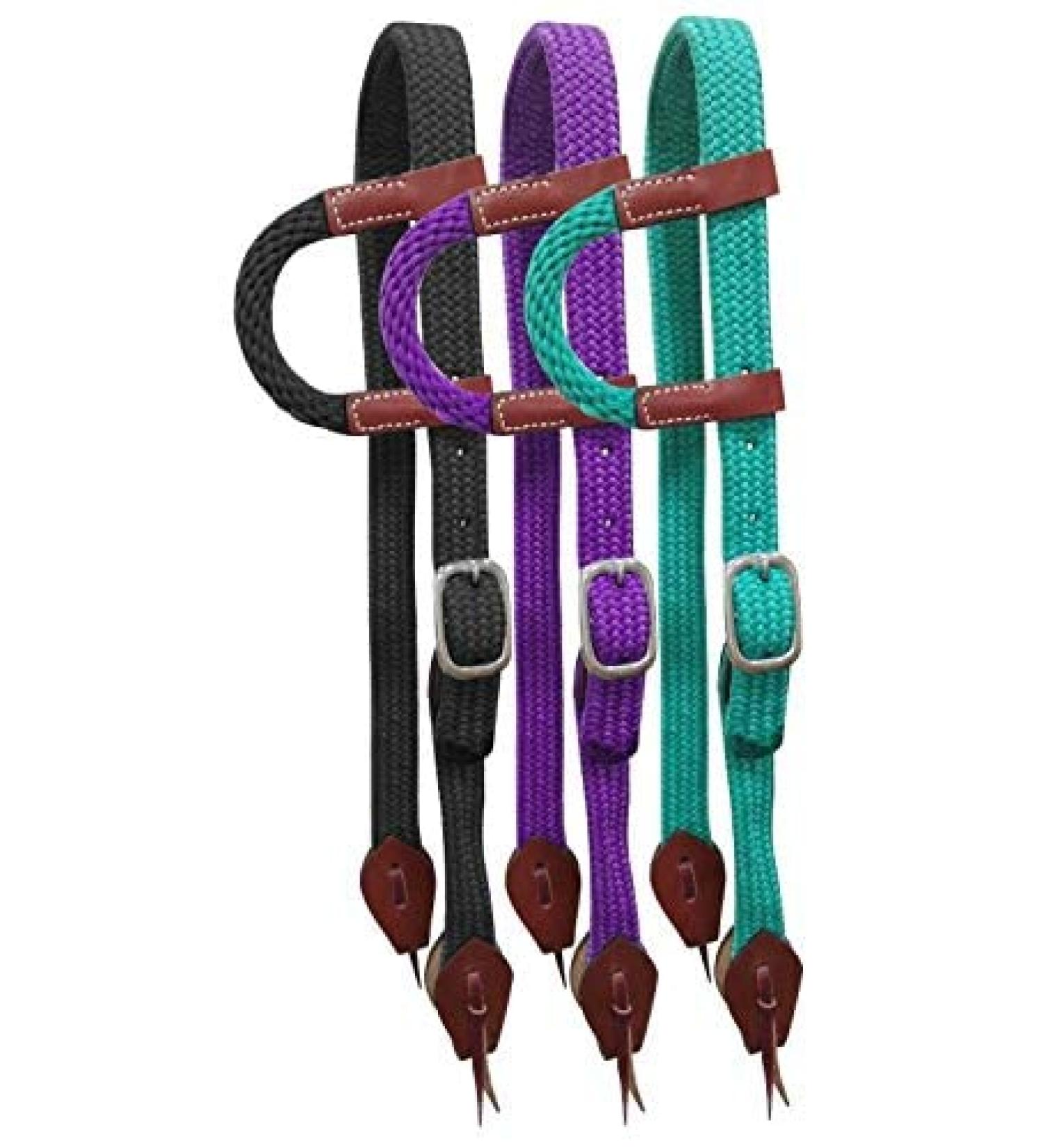Showman Nylon Single Ear Headstall w/Leather Accents Purple